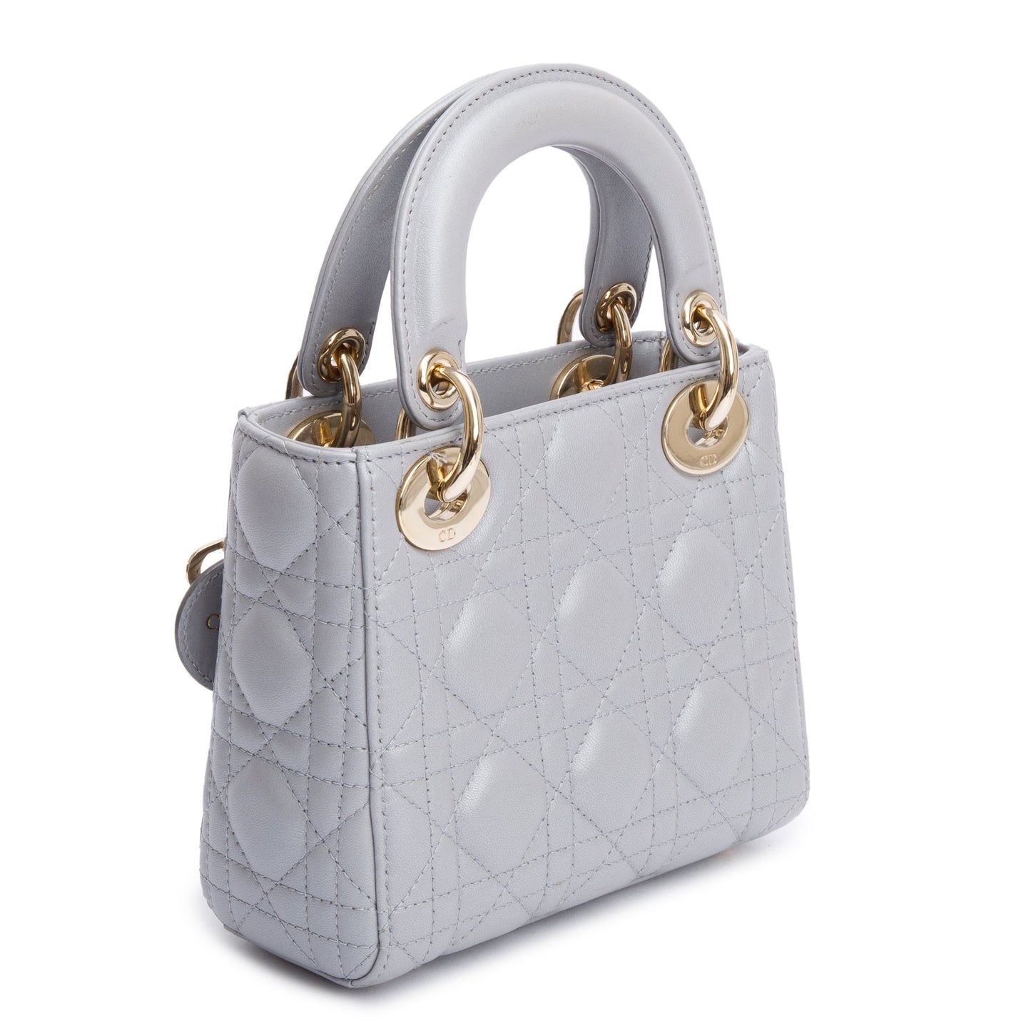 Christian Dior Grey Cannage Leather Mini Lady Dior Bag