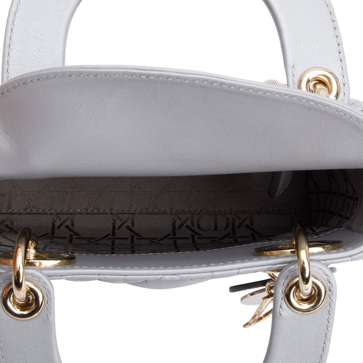 Christian Dior Grey Cannage Leather Mini Lady Dior Bag