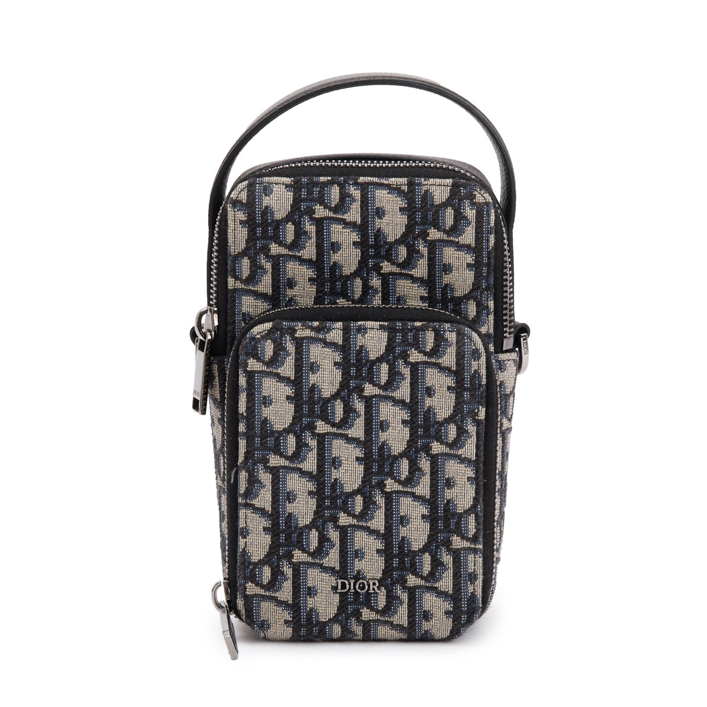 Christian Dior Men 2022 Beige & Black Oblique Jacquard Micro Rider Crossbody Pouch