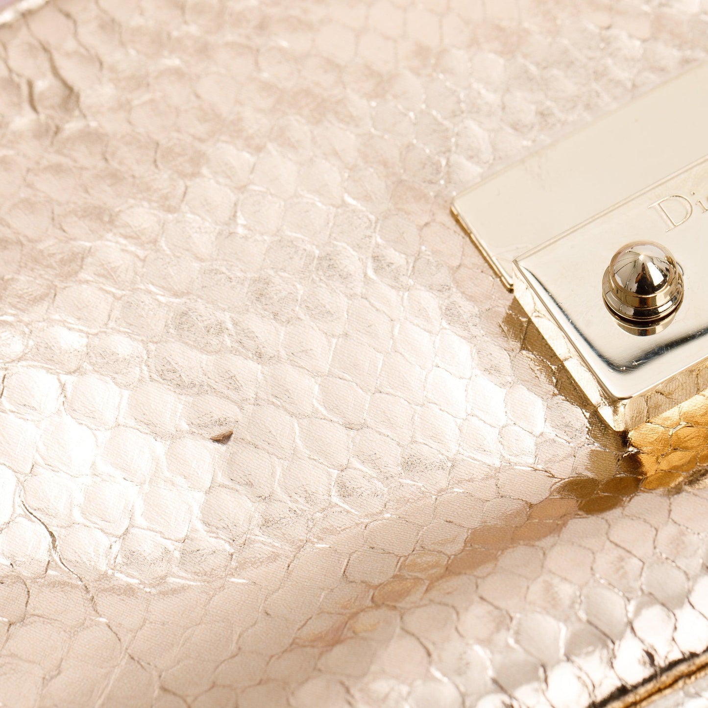 Christian Dior Metallic Gold Python Miss Dior Promenade Wallet on Chain