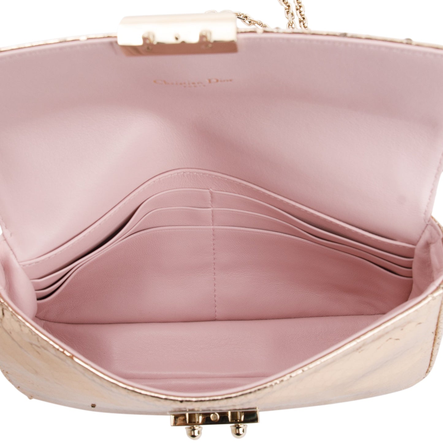 Christian Dior Metallic Gold Python Miss Dior Promenade Wallet on Chain