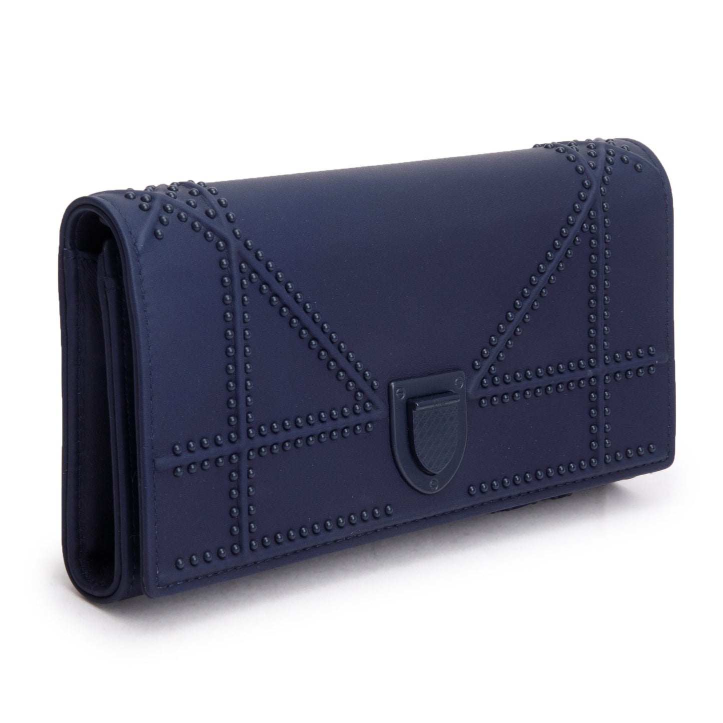 Christian Dior Navy Ultra Matte Calfskin Leather Studded Croisiere Diorama Wallet on Chain
