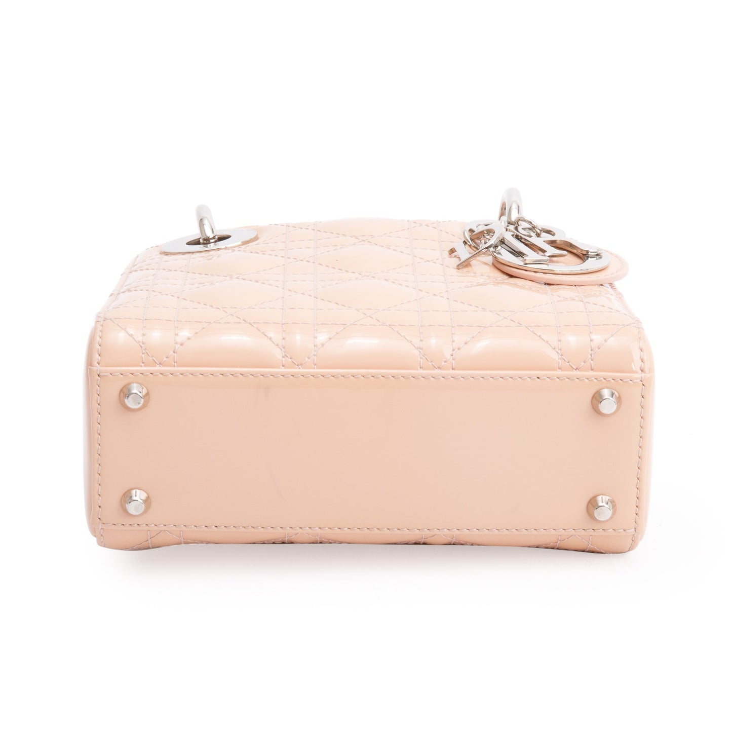 Christian Dior Neutral Cannage Patent Leather Mini Lady Dior Bag