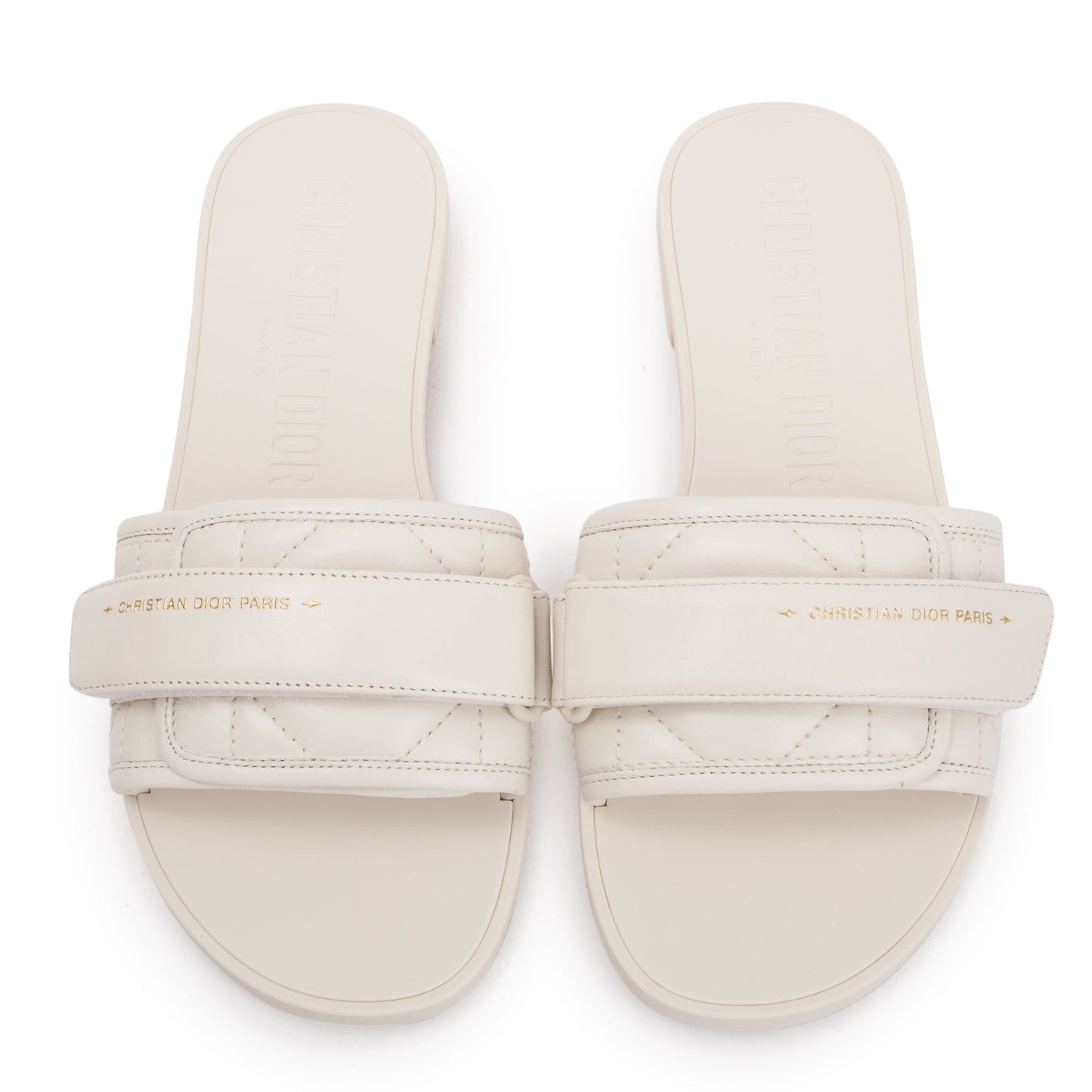 Christian Dior Off White Cannage Quilted Leather Dio(r)evolution Slide, Size 36