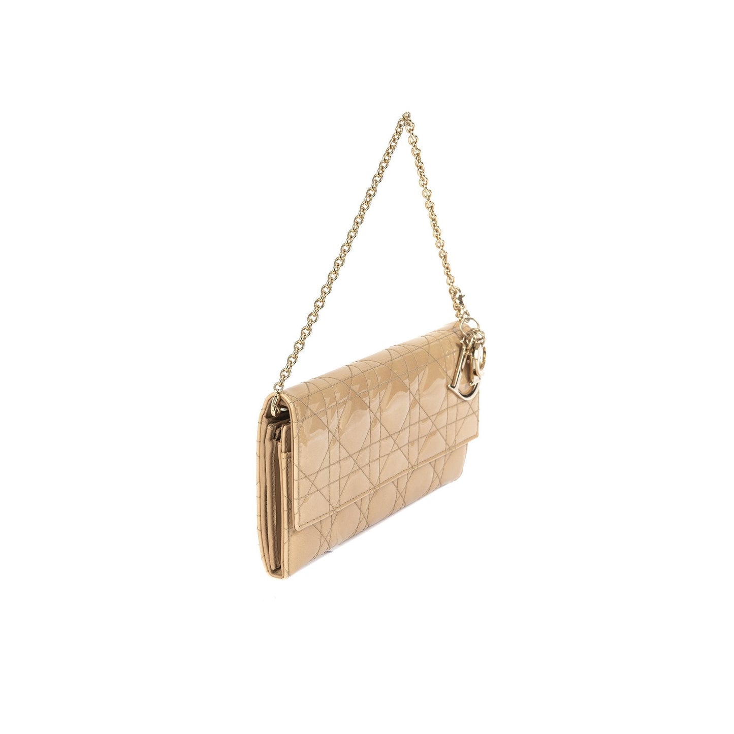 Christian Dior Patent Cannage Lady Dior Chain Wallet