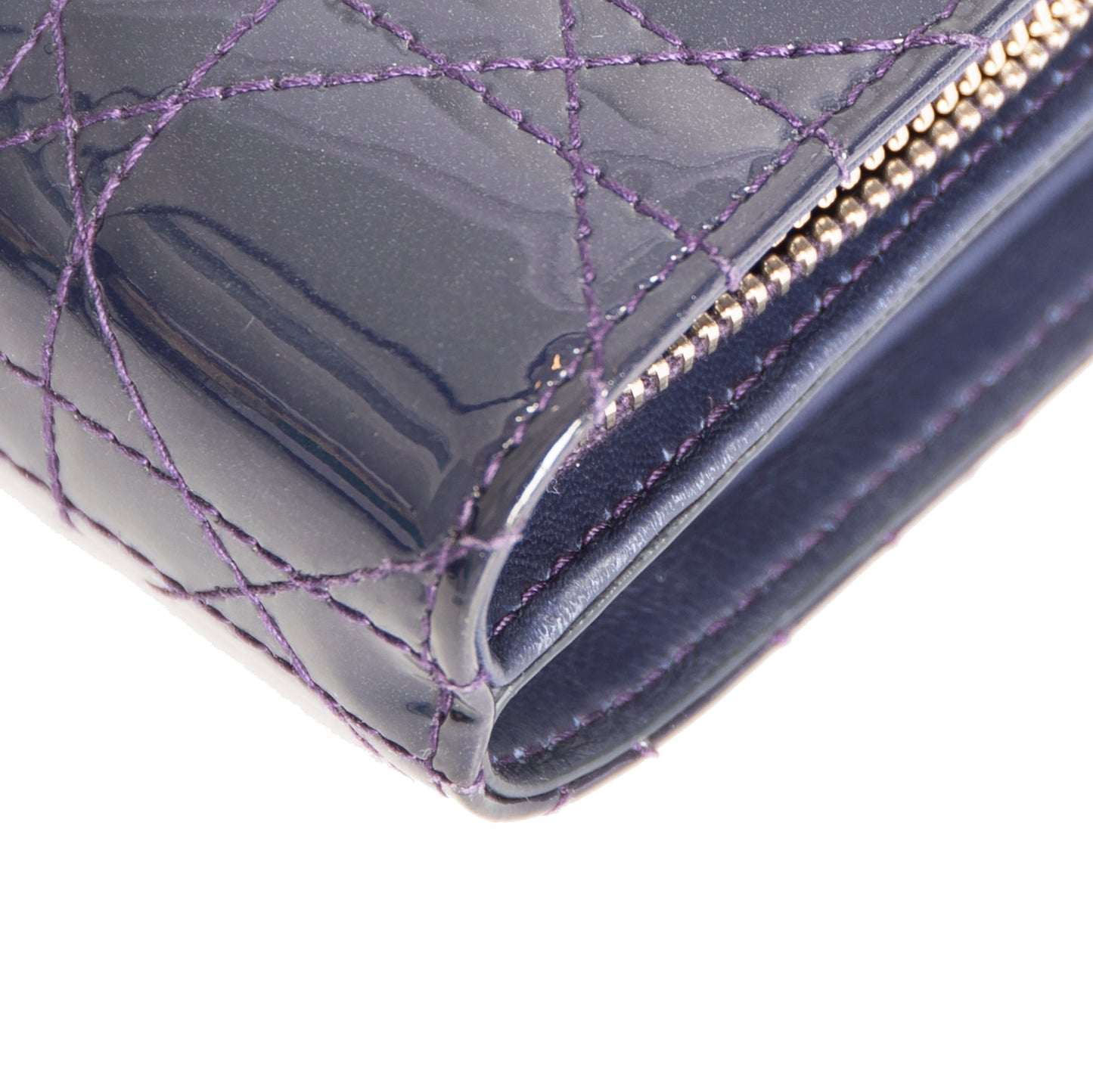 Christian Dior Patent Cannage Mini Lady Dior Wallet