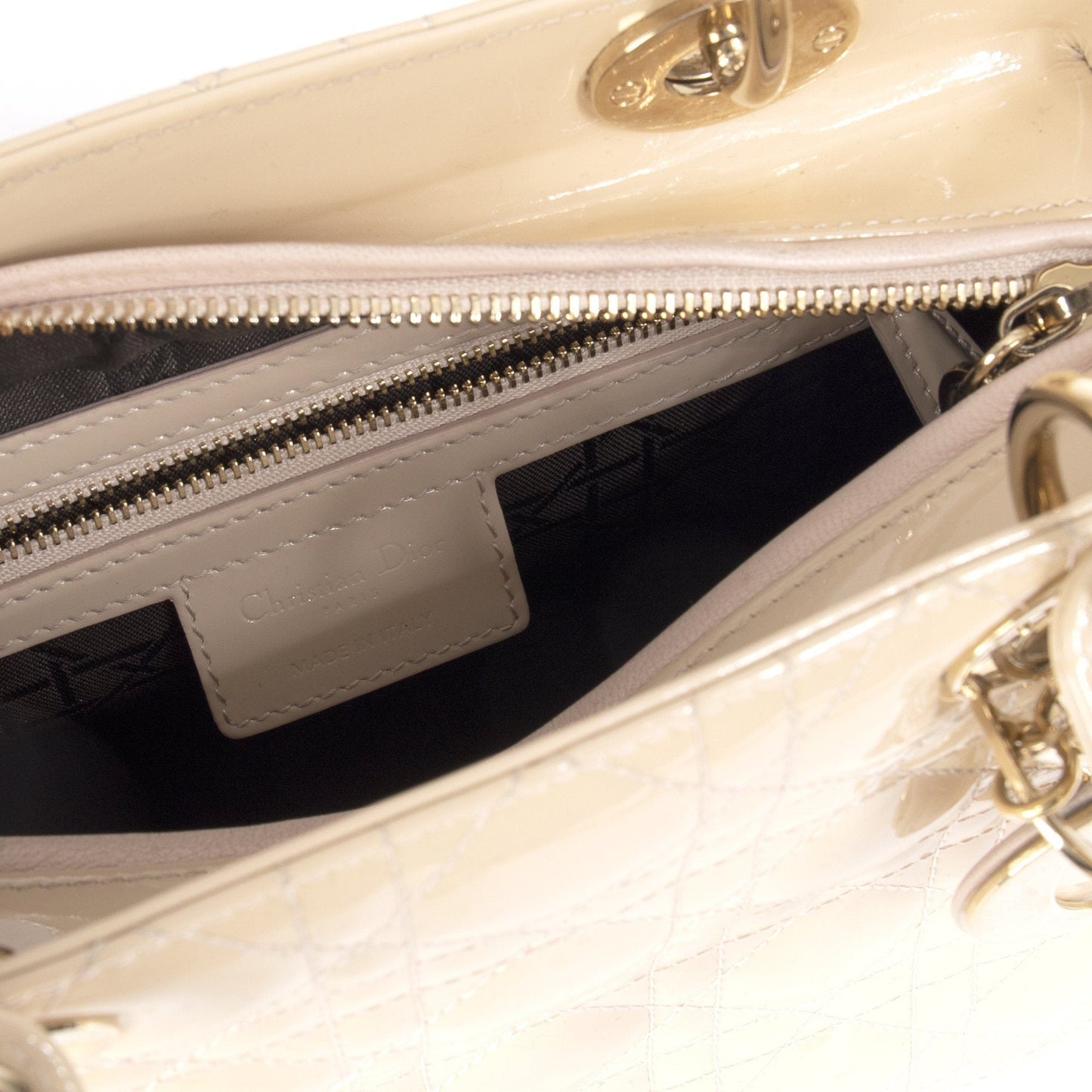 Christian Dior Patent Leather Medium Lady Dior Bag