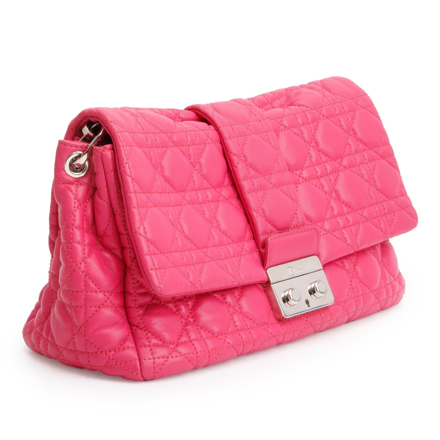 Christian Dior Pink Cannage Calfskin Leather New Lock Flap Bag