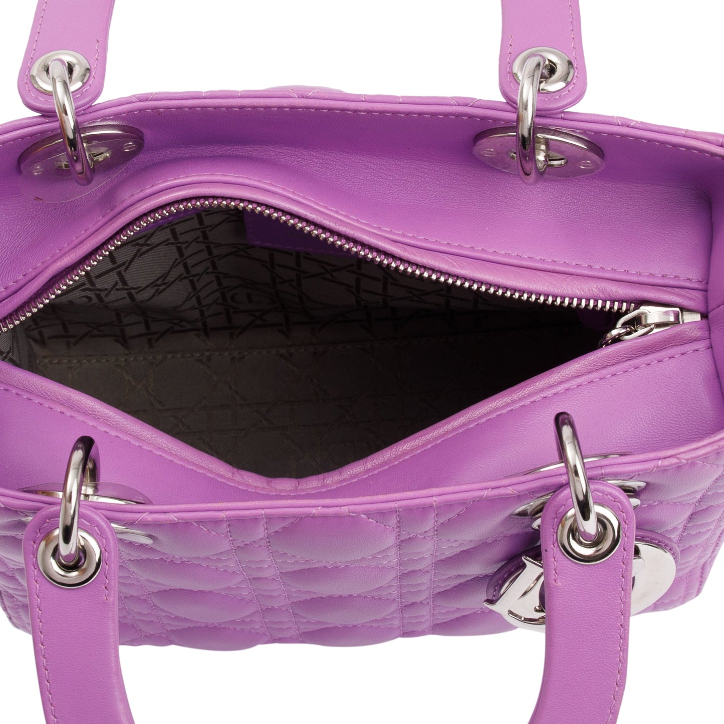 Christian Dior Purple Cannage Lambskin Leather Medium Lady Dior Bag