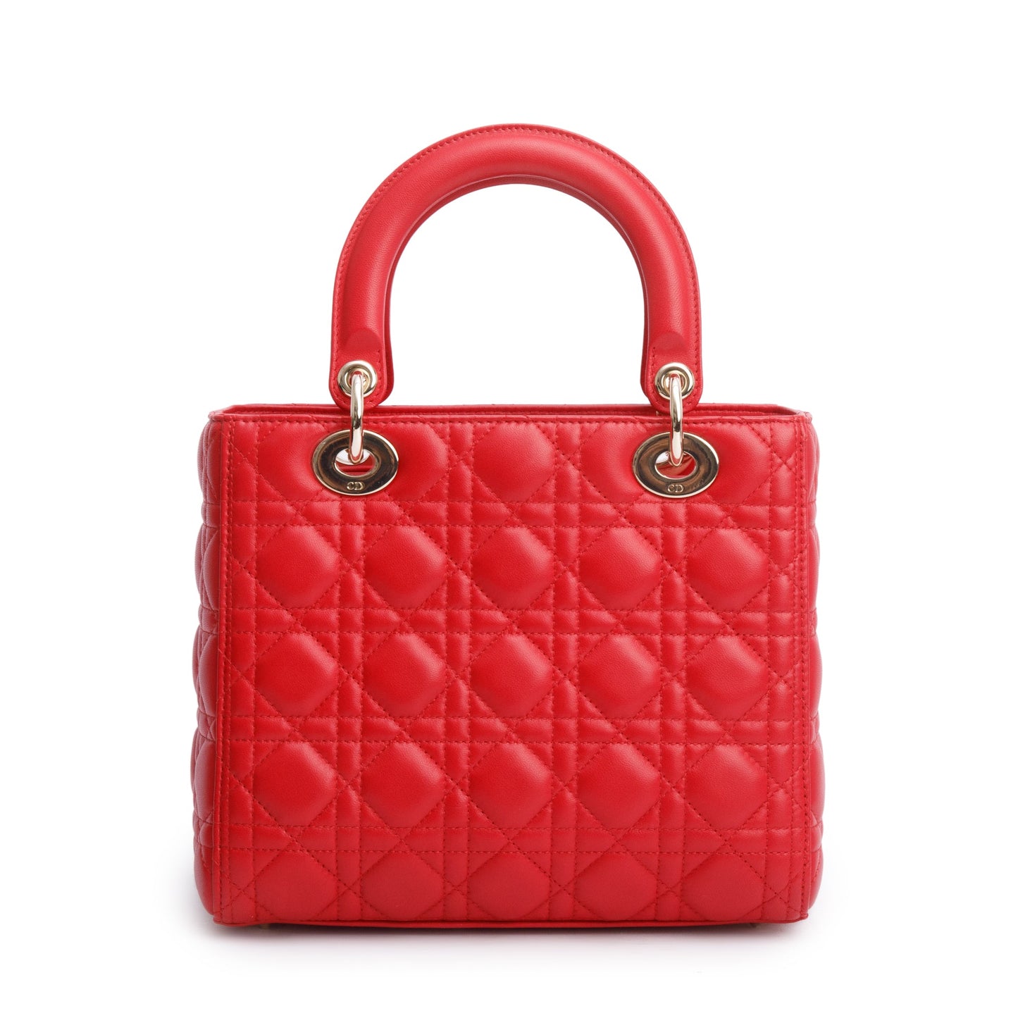 Christian Dior Red Cannage Lambskin Leather Small Lady Dior Bag