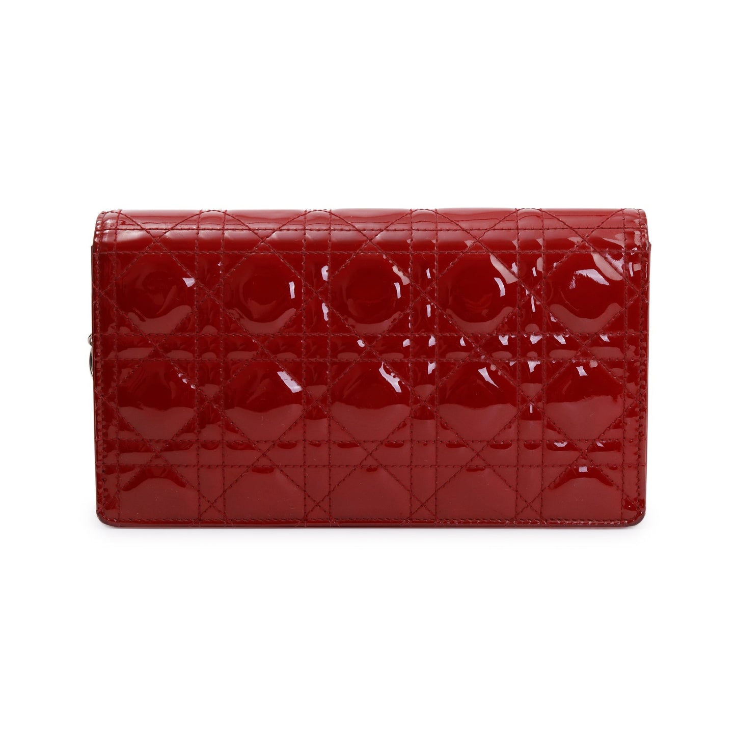 Christian Dior Red Patent Leather Lady Dior Chain Pouch