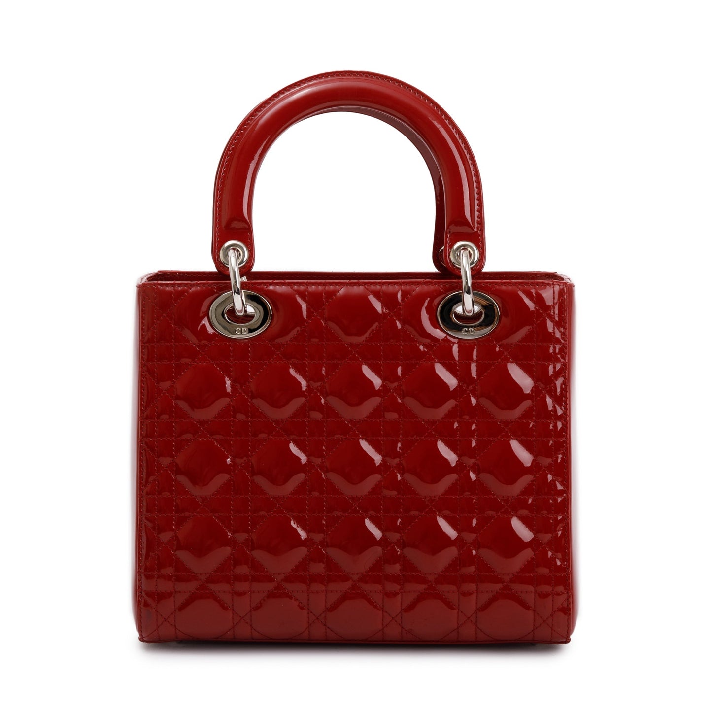 Christian Dior Red Patent Leather Medium Lady Dior Bag