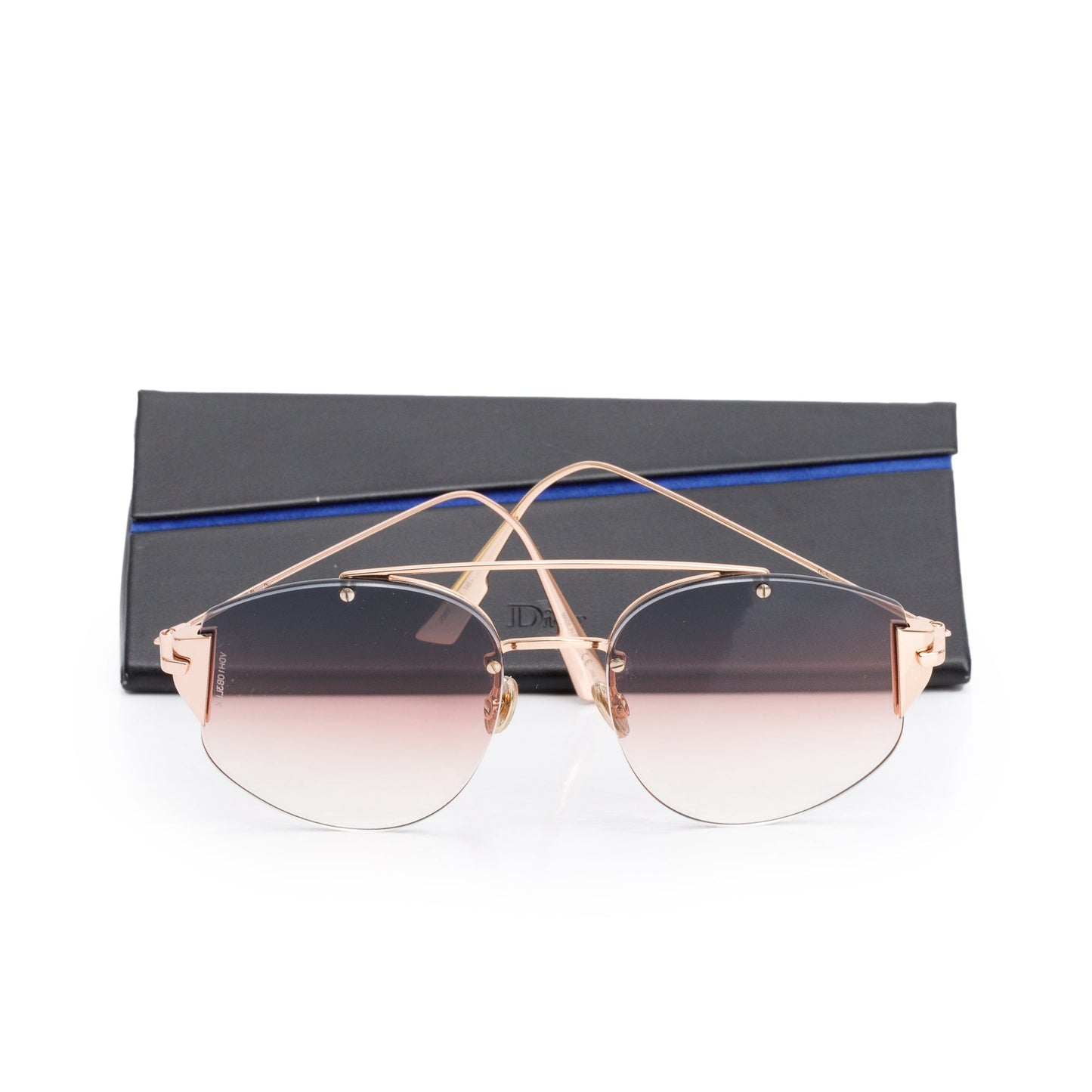 Christian Dior Rose Gold-Tone Metal Frame DiorStronger Aviator Polarized Sunglasses