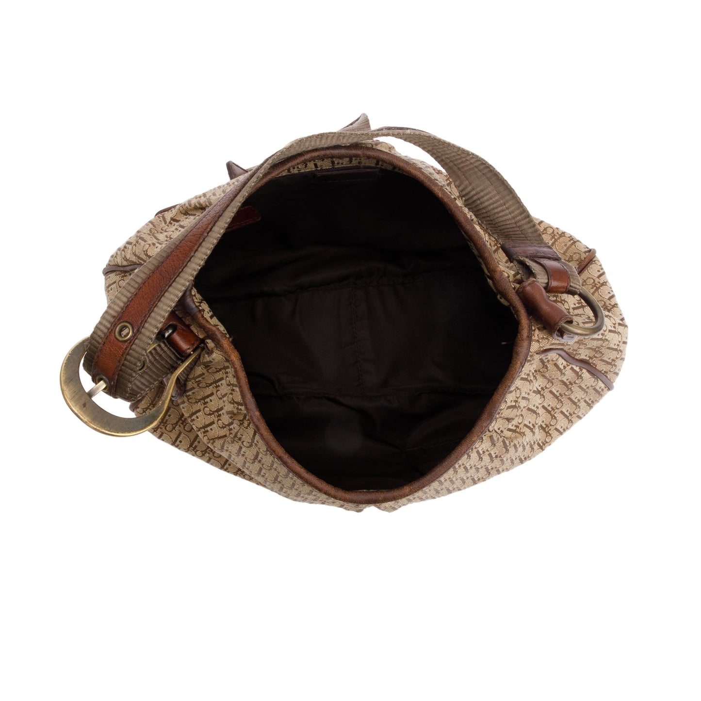 Christian Dior Vintage Brown Diorissimo Canvas Buckle Hobo Bag