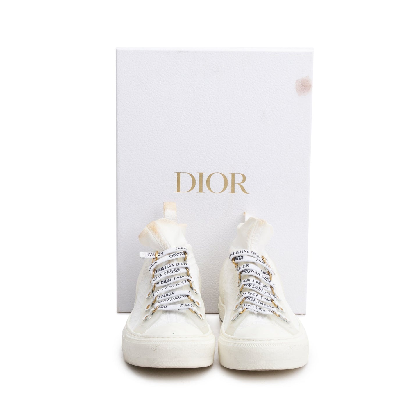 Christian Dior White Cannage Cotton Knit Canvas Rubber Walk'N'Dior High Top Sneakers, Size 39