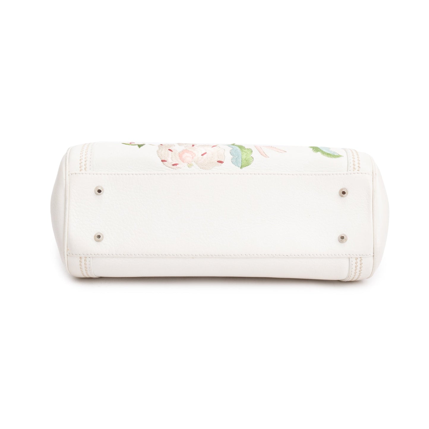 Christian Dior White Embroidered Calfskin Leather Small Detective Bag