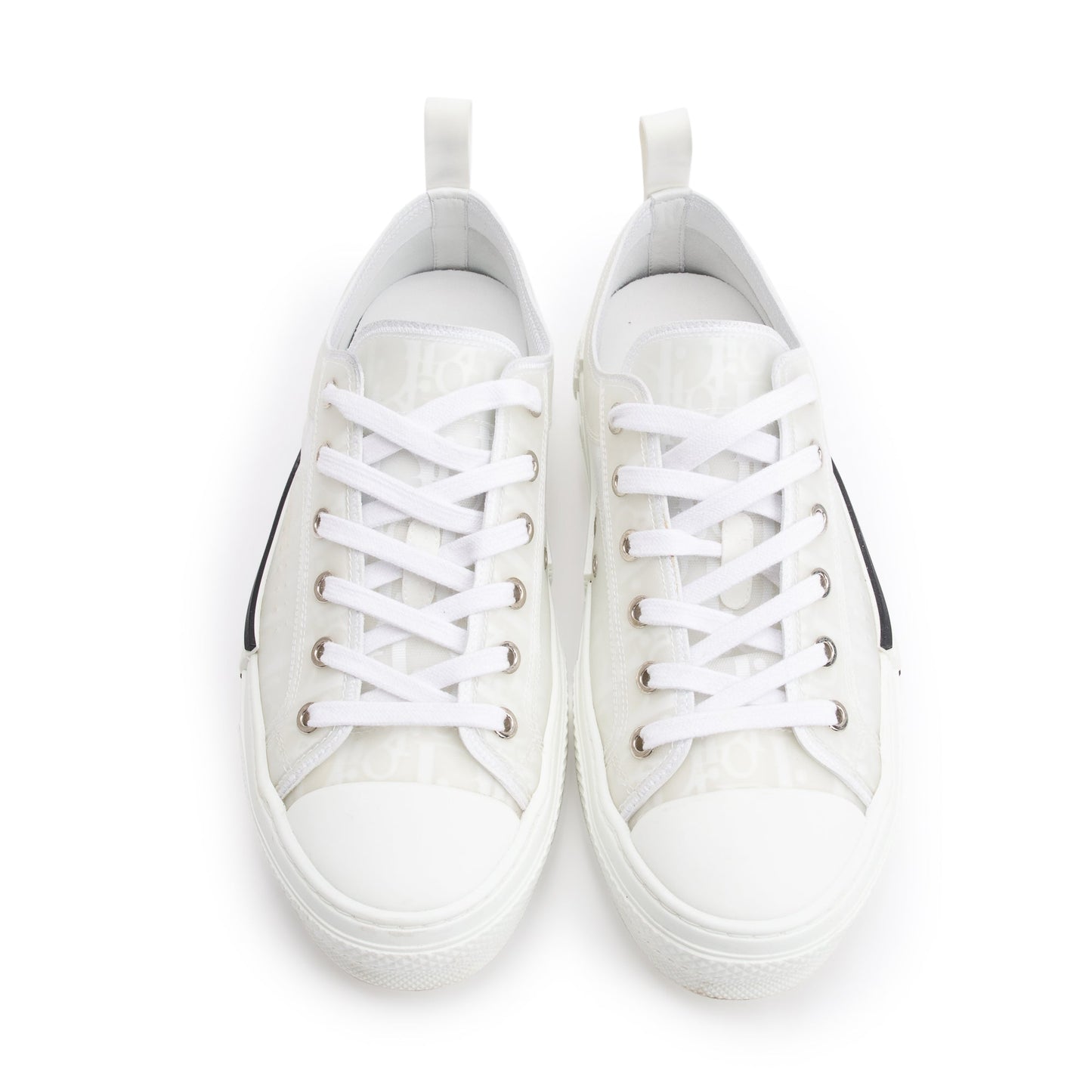 Christian Dior White Oblique Transparent Canvas B23 Low Sneakers, Size 40