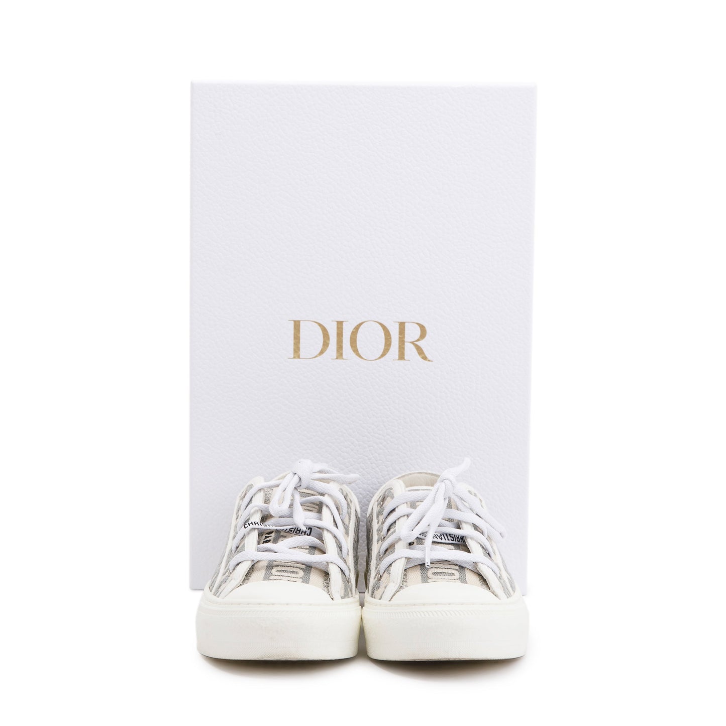 Christian Dior White/Grey Oblique Canvas Walk'N'Dior Sneakers, Size 37.5