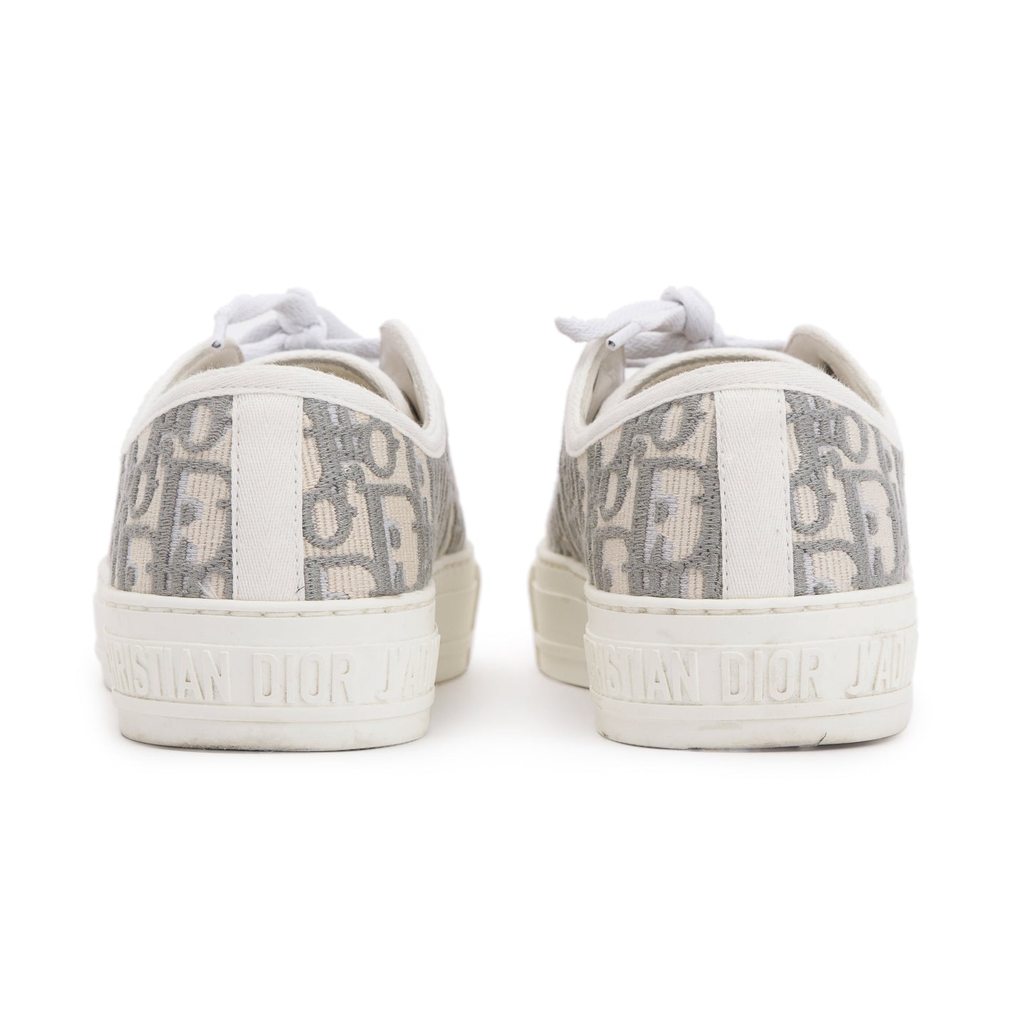 Christian Dior White/Grey Oblique Canvas Walk'N'Dior Sneakers, Size 37.5