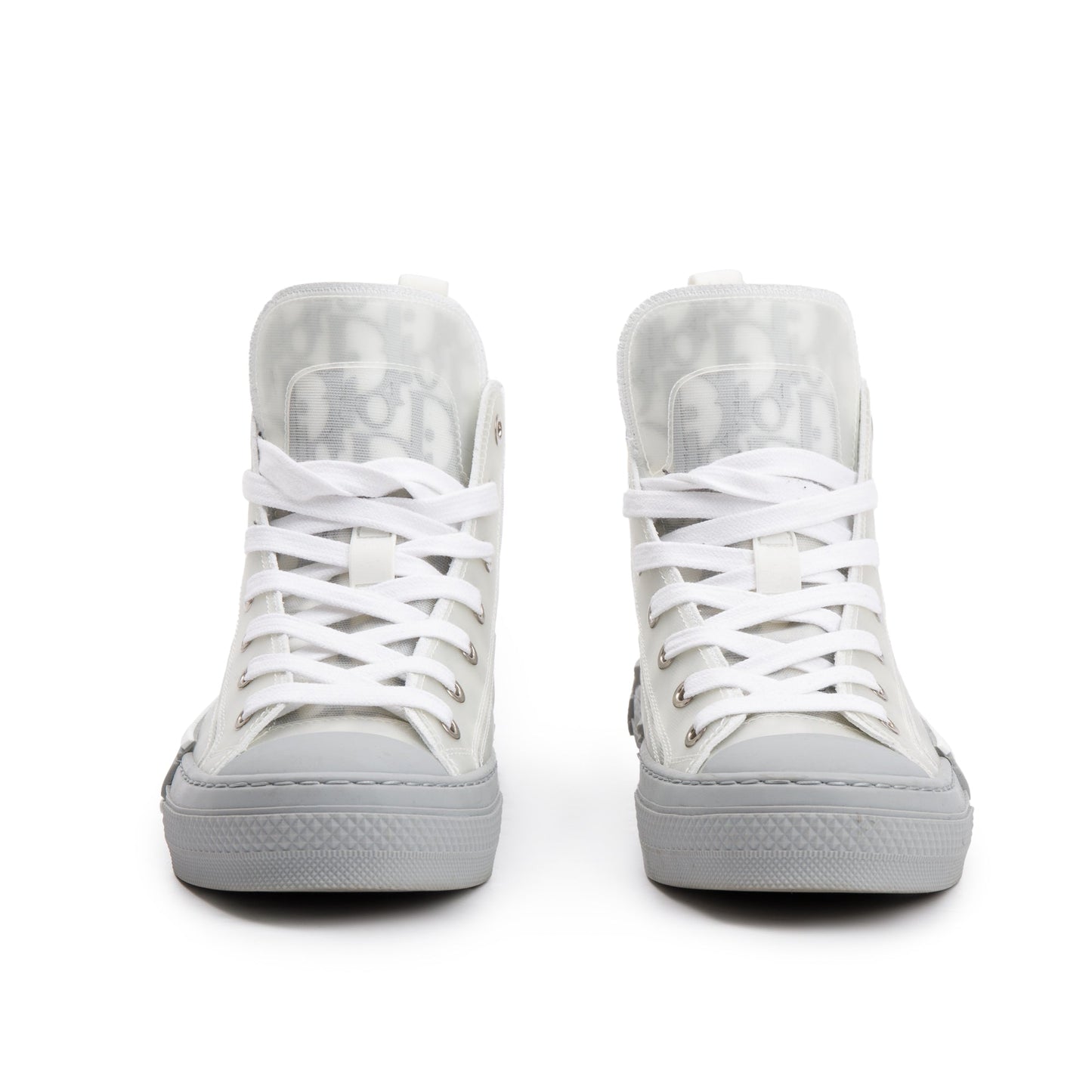 Christian Dior White/Grey Oblique Transparent Canvas B23 High-Top Sneakers, Size 36