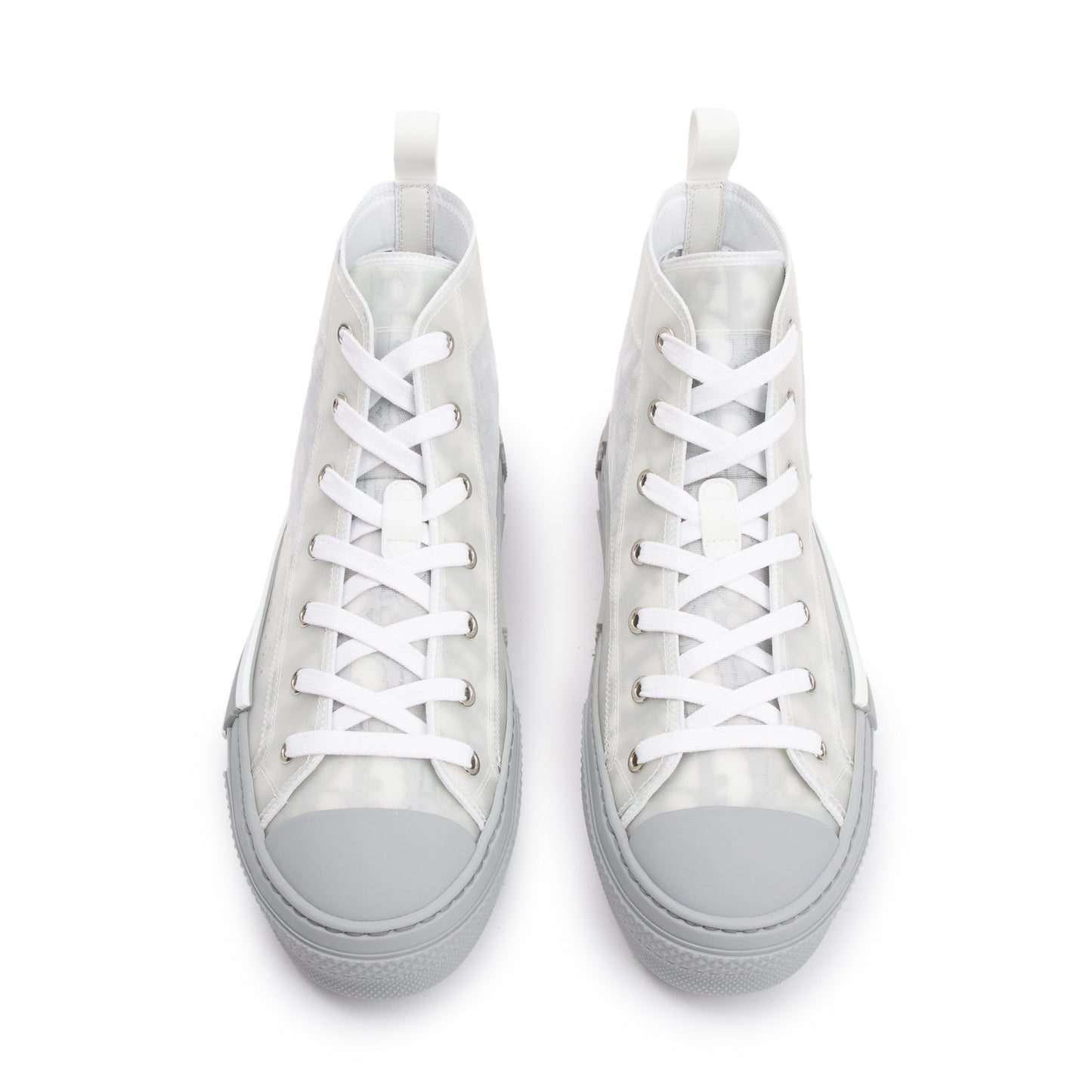 Christian Dior White/Grey Oblique Transparent Canvas B23 High-Top Sneakers, Size 41