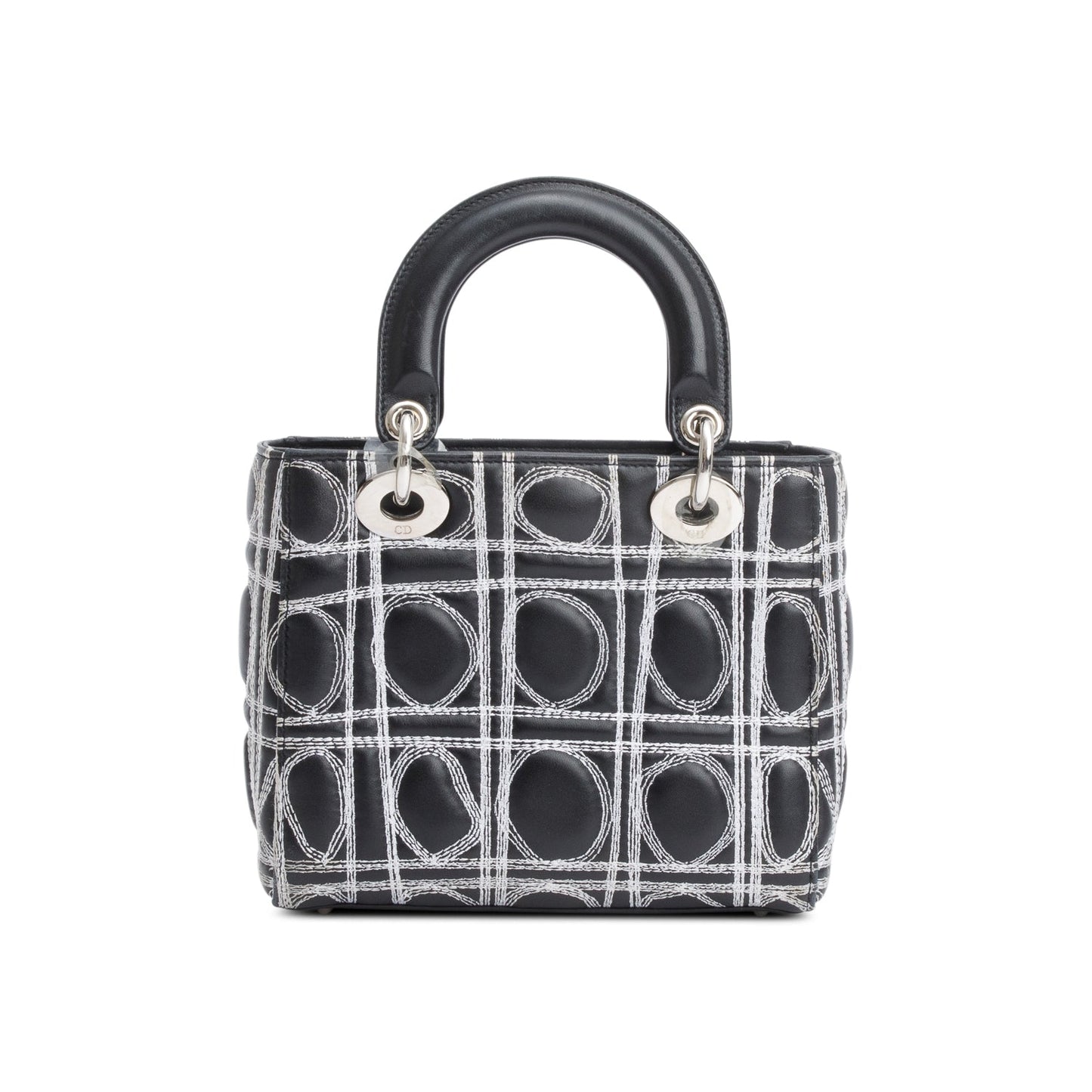 Christian Dior X Daniel Gordon Black Cannage Lambskin Leather Small Lady Dior Art Bag