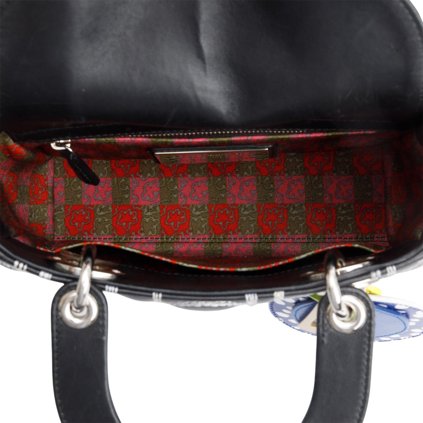 Christian Dior X Daniel Gordon Black Cannage Lambskin Leather Small Lady Dior Art Bag