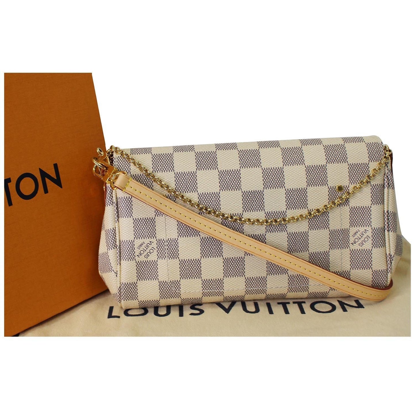 LOUIS VUITTON Favorite PM Damier Azur Crossbody Bag White