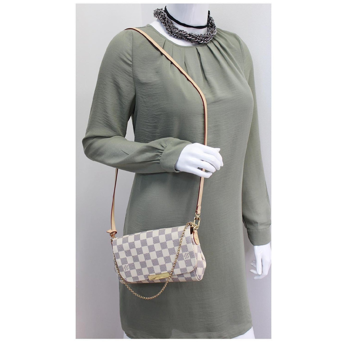 LOUIS VUITTON Favorite PM Damier Azur Crossbody Bag White