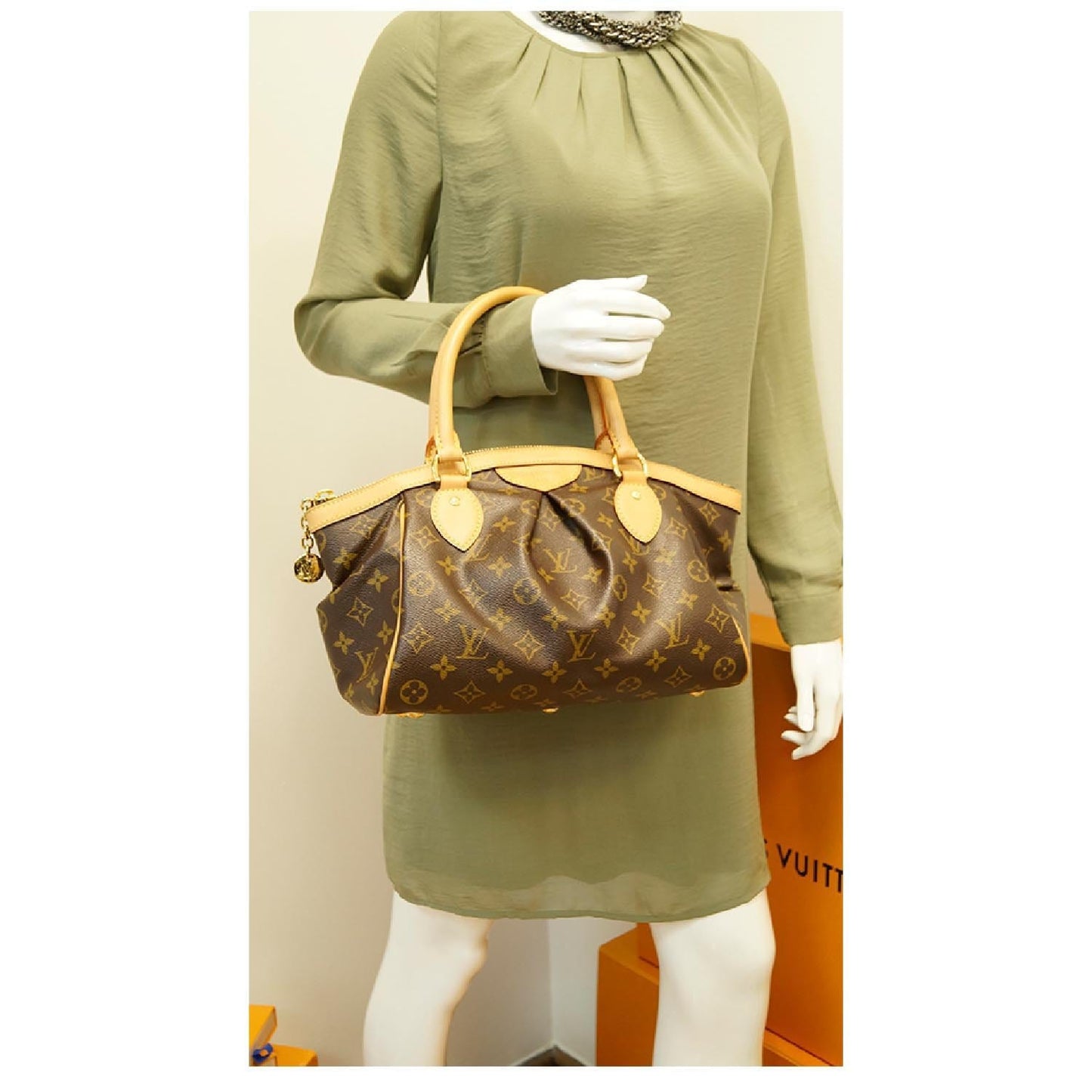 LOUIS VUITTON Tivoli PM Monogram Canvas Shoulder Bag Brown