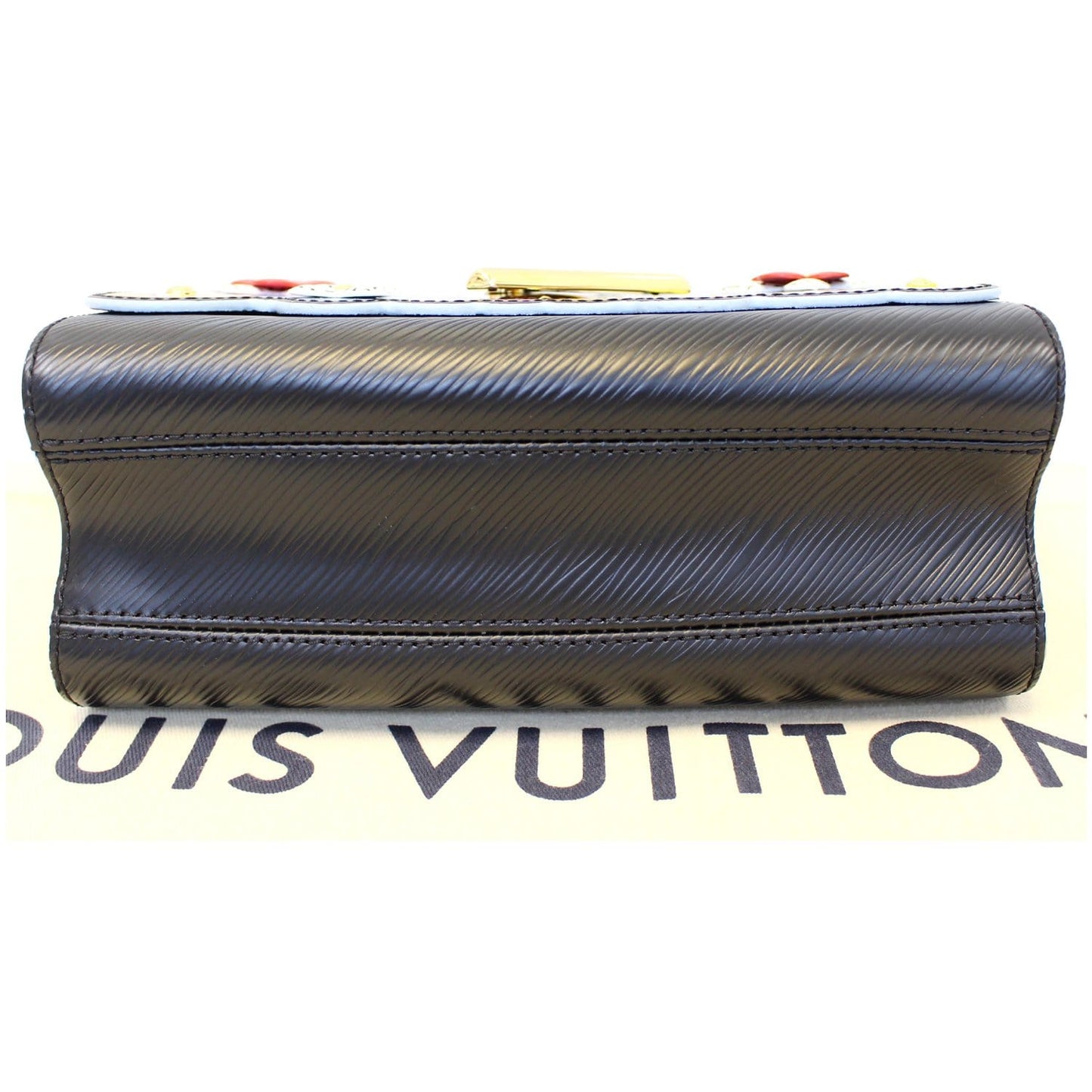 LOUIS VUITTON Flower Twist MM Epi Leather Shoulder Bag Black