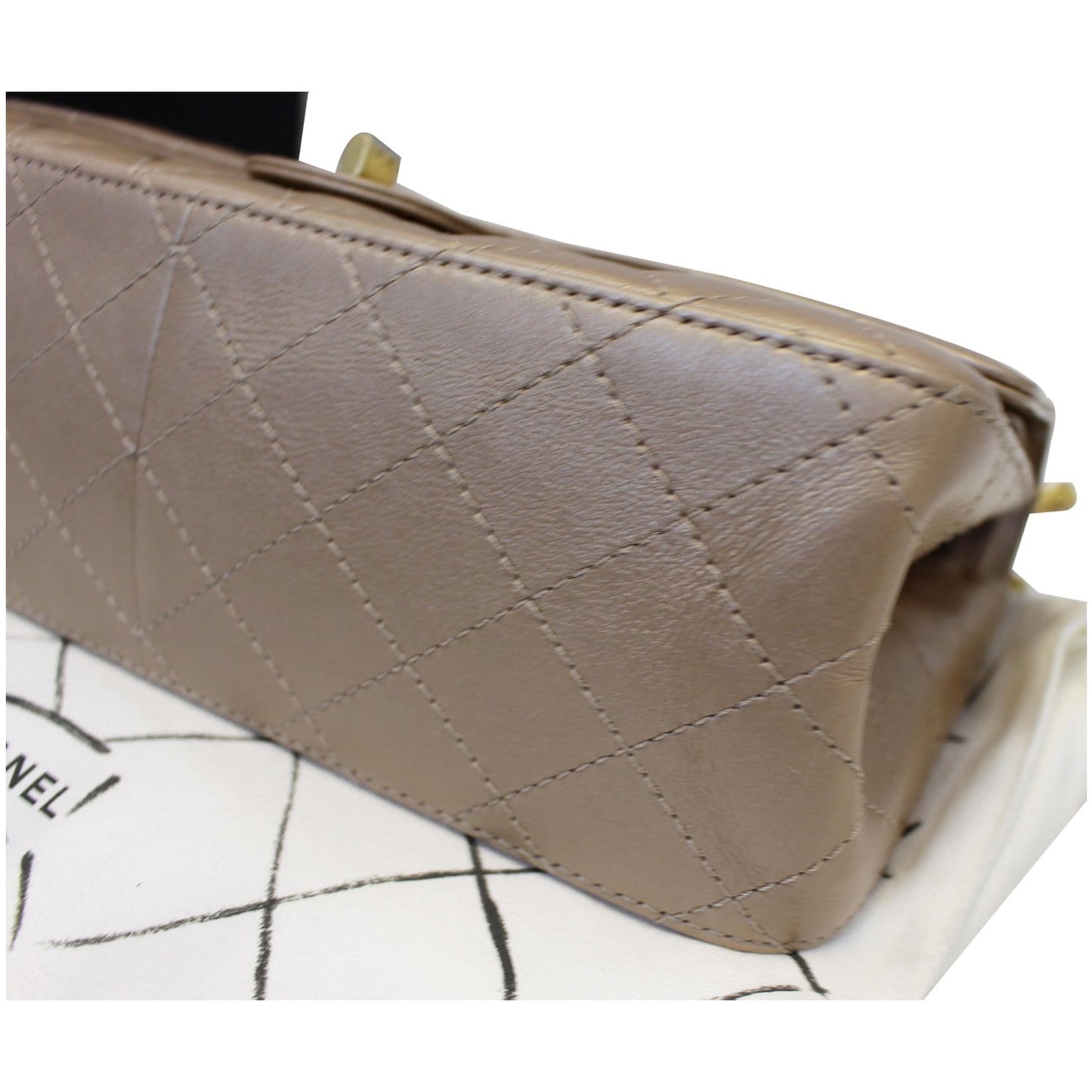 CHANEL Reissue Mademoiselle Lock Calfskin Leather Shoulder Bag Beige