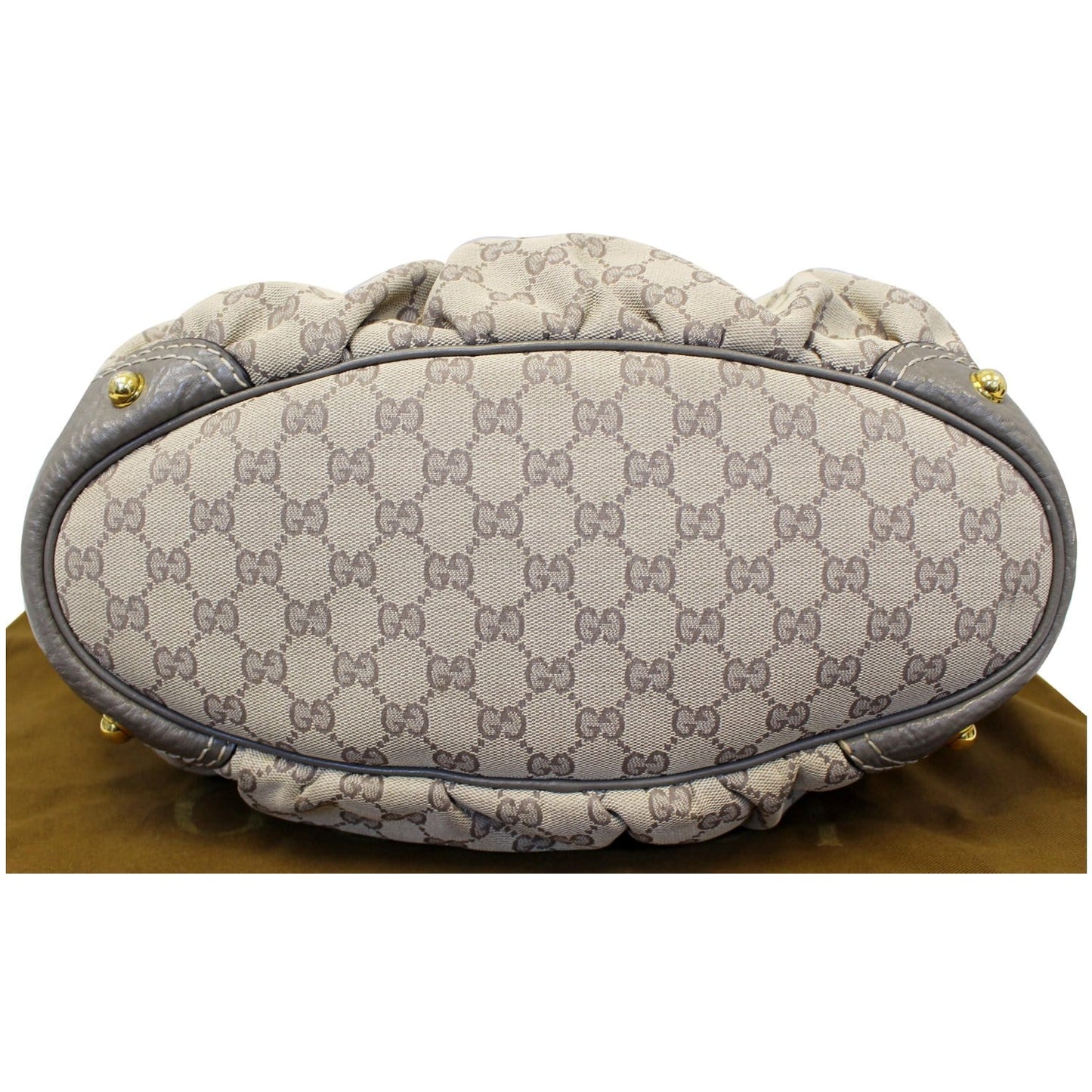GUCCI Jockey Medium GG Canvas Monogram Tote Bag Beige 203546