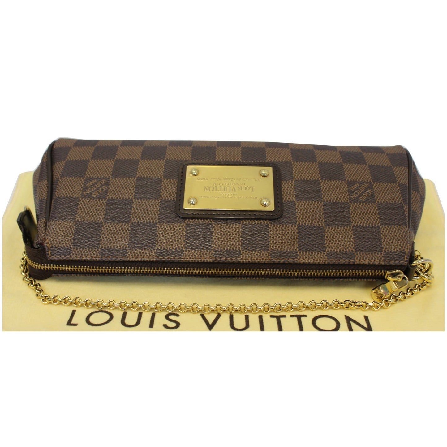 LOUIS VUITTON Pochette Eva Damier Ebene Clutch Bag Brown