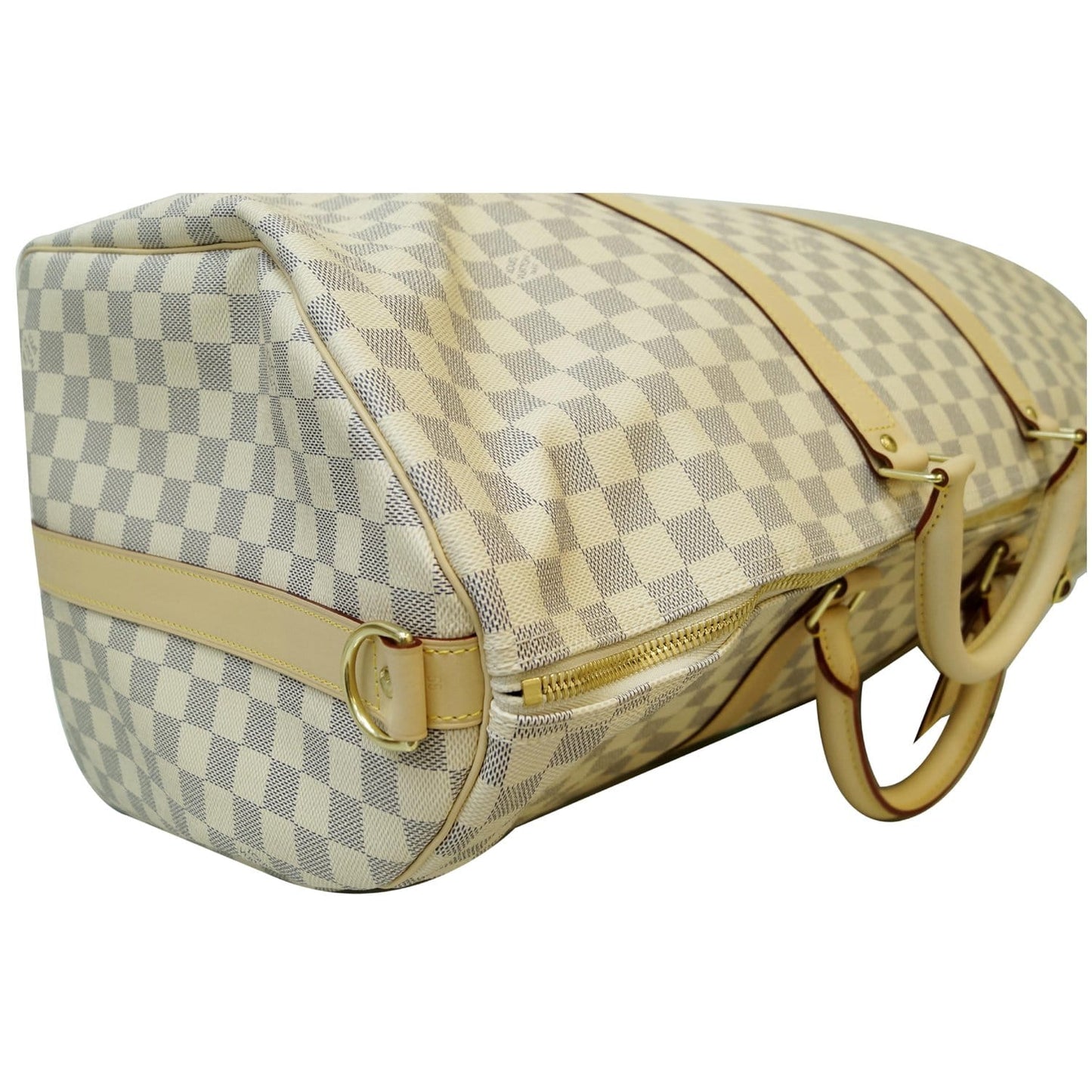 LOUIS VUITTON Keepall 55 Bandouliere Damier Azur Travel Bag White