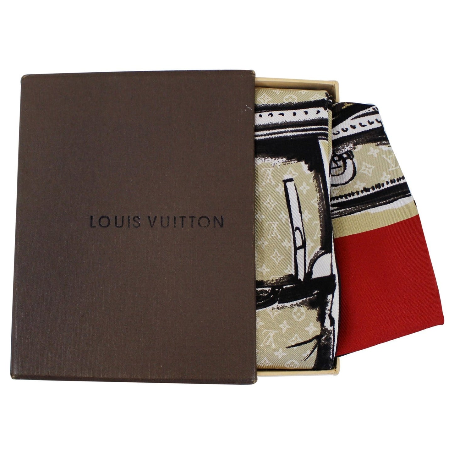 LOUIS VUITTON Silk Monogram Trunks Bandeau Brown/Red