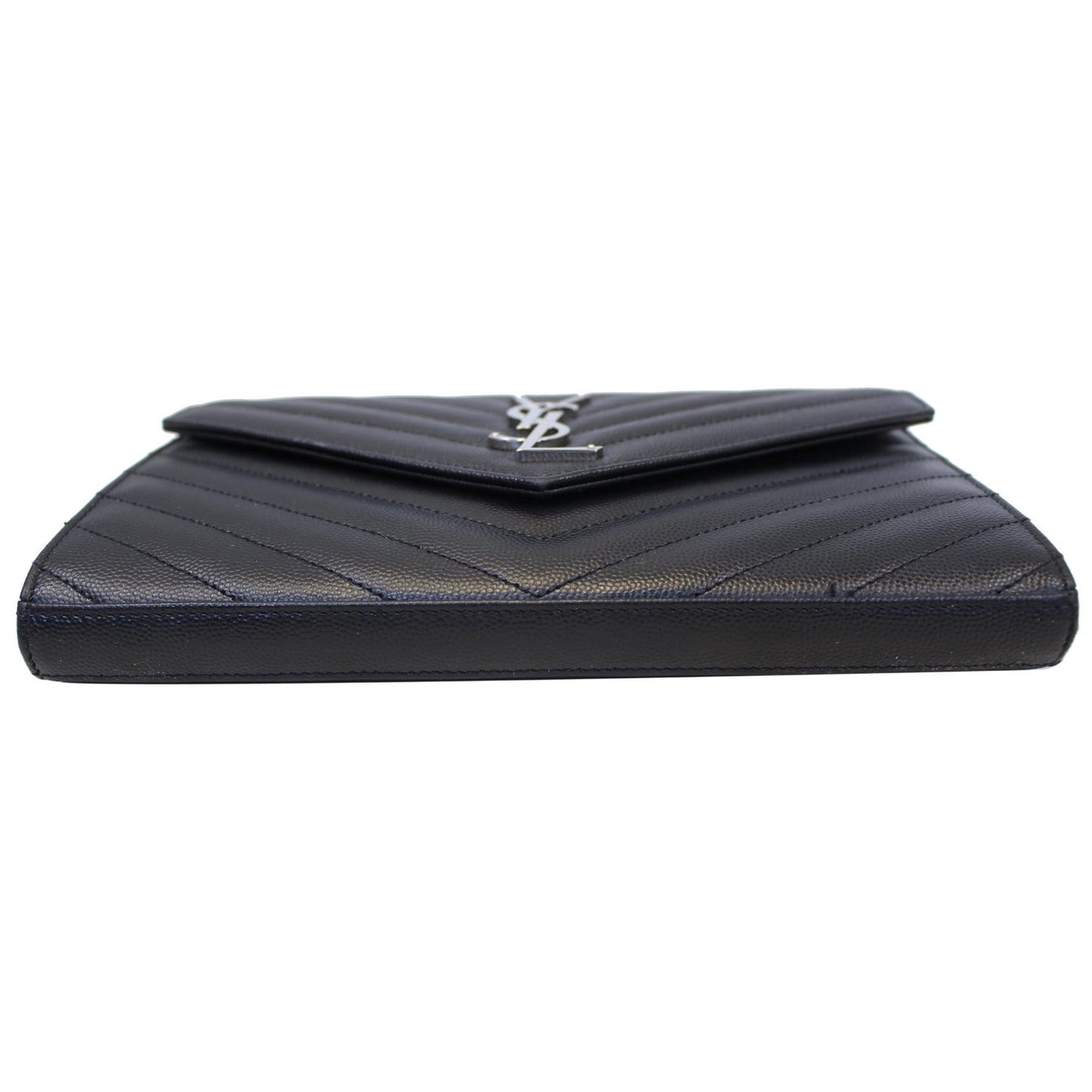 YVES SAINT LAURENT Monogram Grain De Poudre Chain Wallet Black