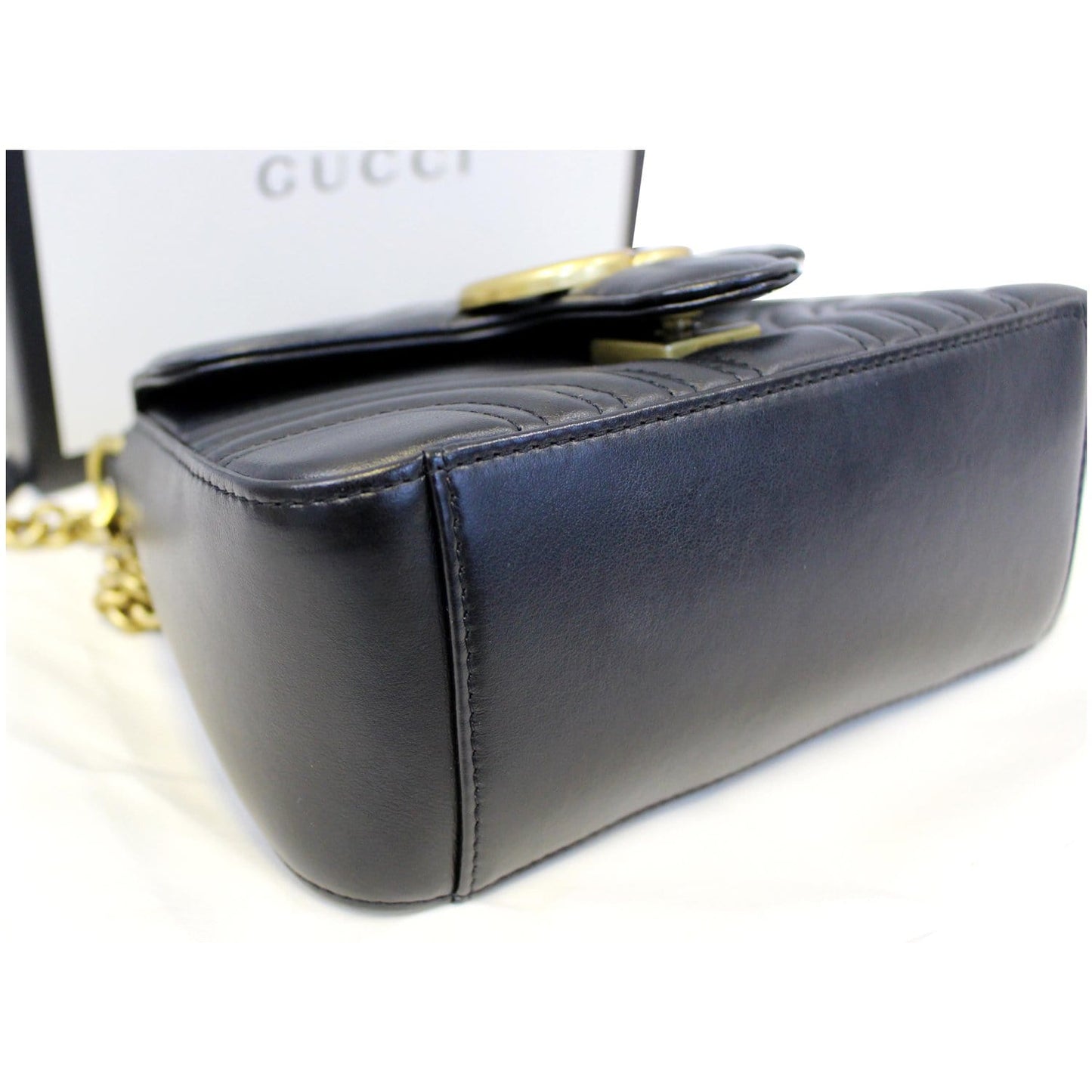 GUCCI GG Marmont Mini Leather Top Handle Bag Black 547260