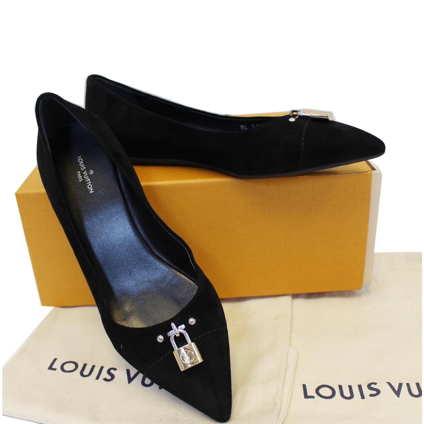 LOUIS VUITTON Black Pinky Swear Ballerina Suede Flats Size 40
