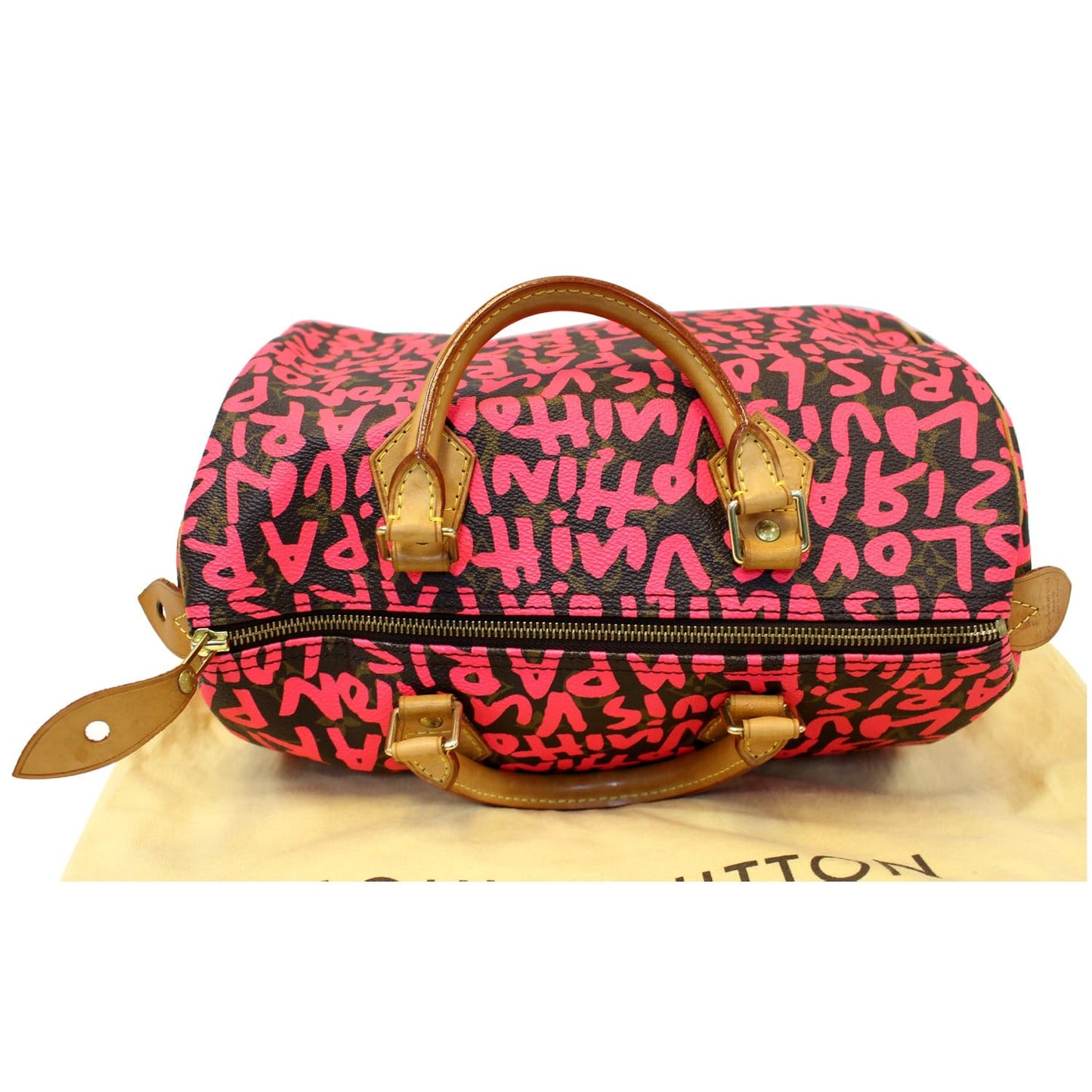 LOUIS VUITTON Speedy 30 Graffiti Monogram Satchel Bag Pink