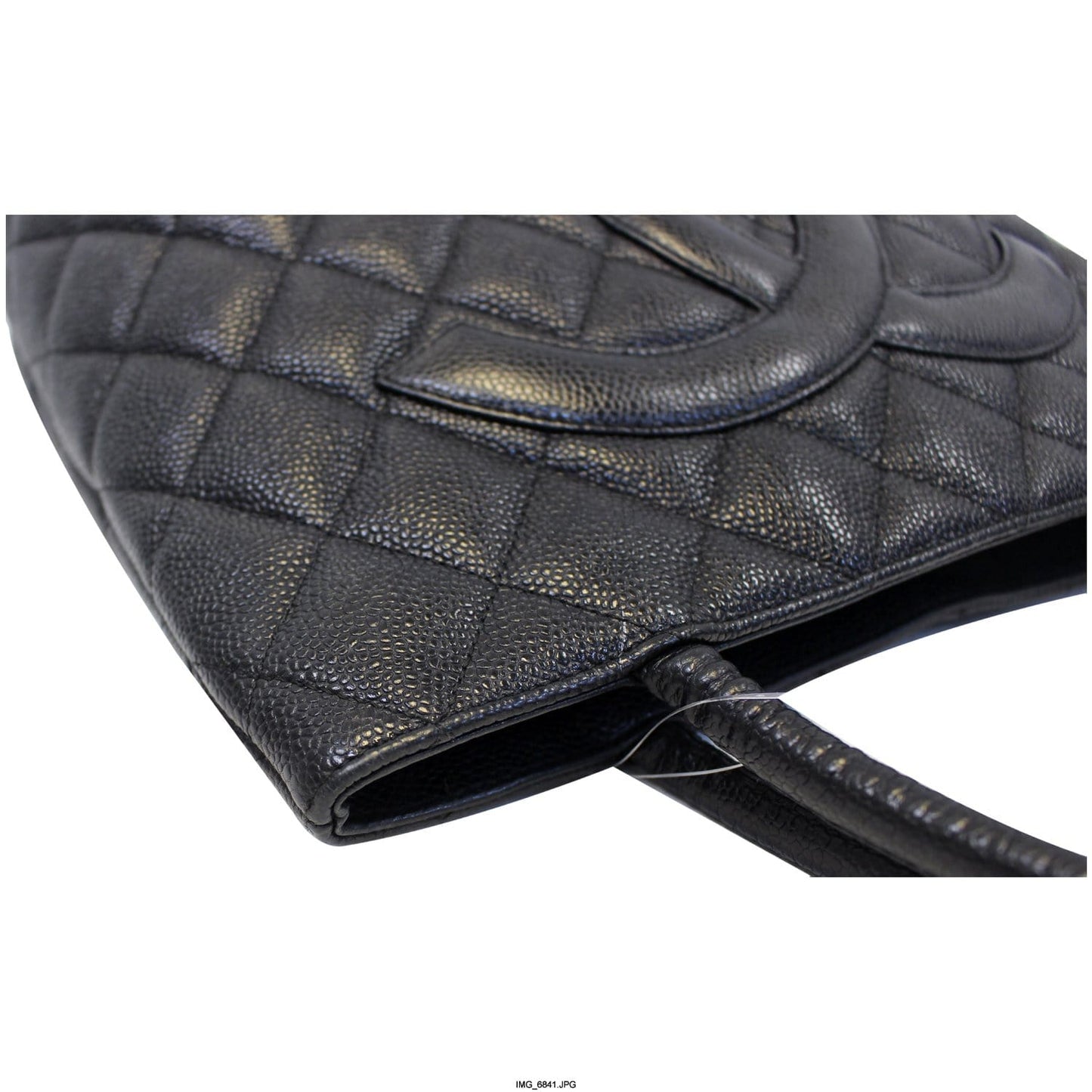 CHANEL Medallion Quilted Caviar Leather Tote Bag Black