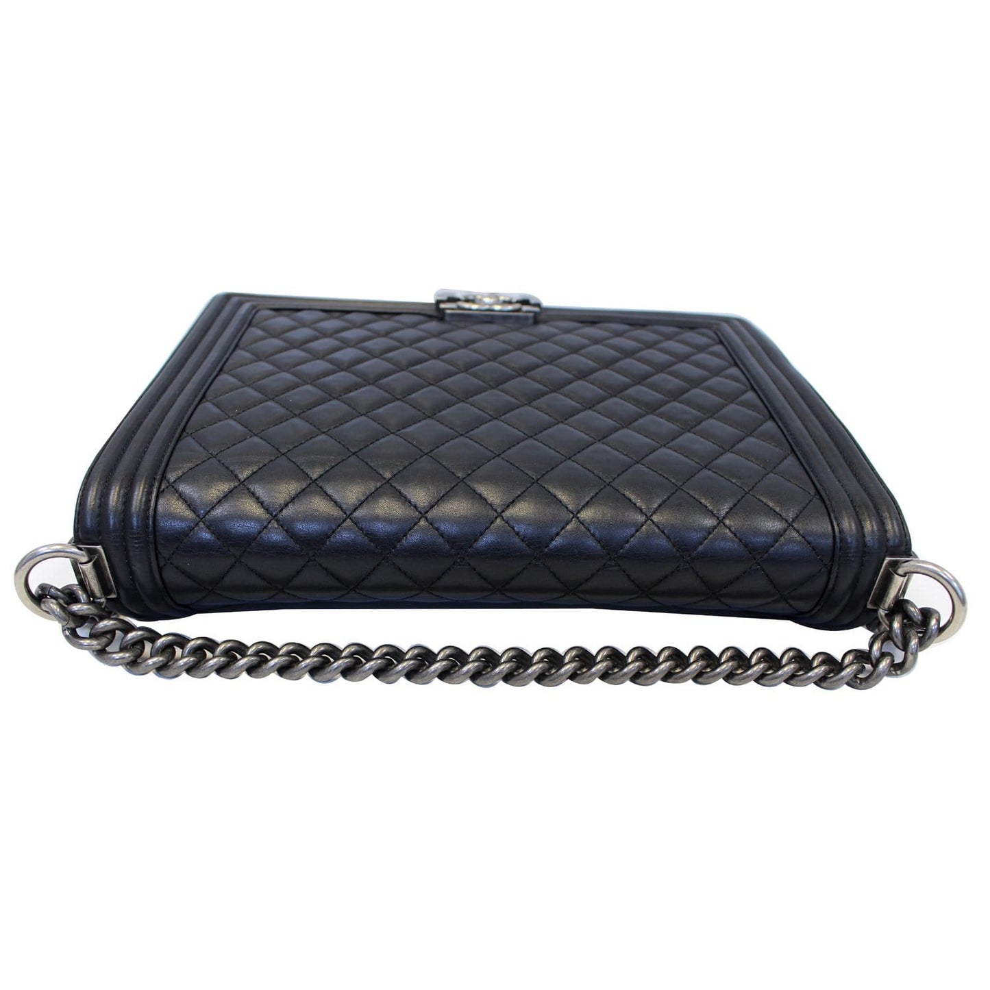 CHANEL Large Boy Flap Calfskin Quilted Leather Shoulder Bag Black