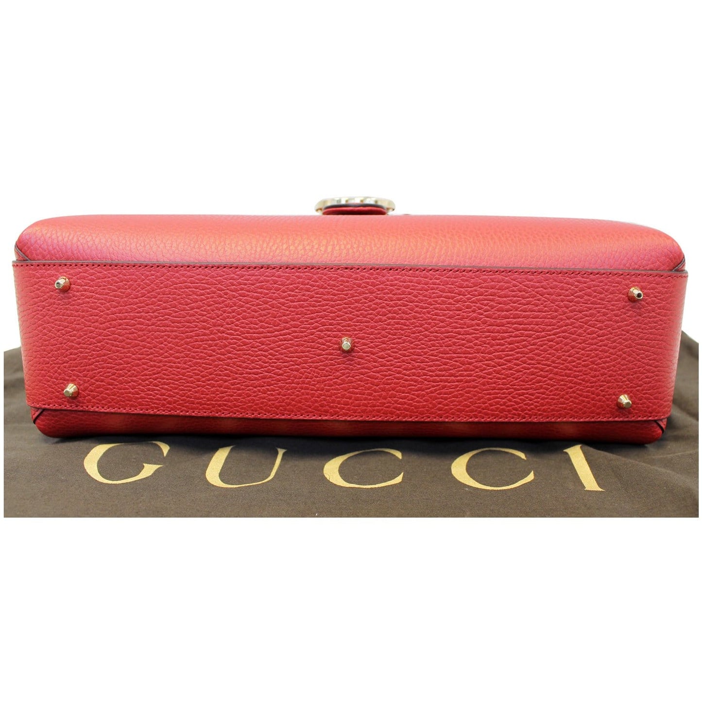 GUCCI Interlocking GG Calfskin Leather Medium Shoulder Bag Red