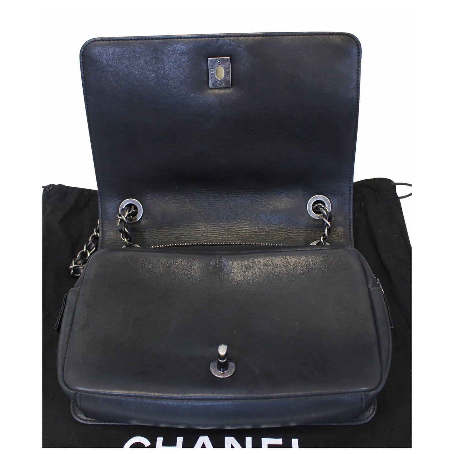 CHANEL CC Quilted Leather Flap Crossbody Bag Black