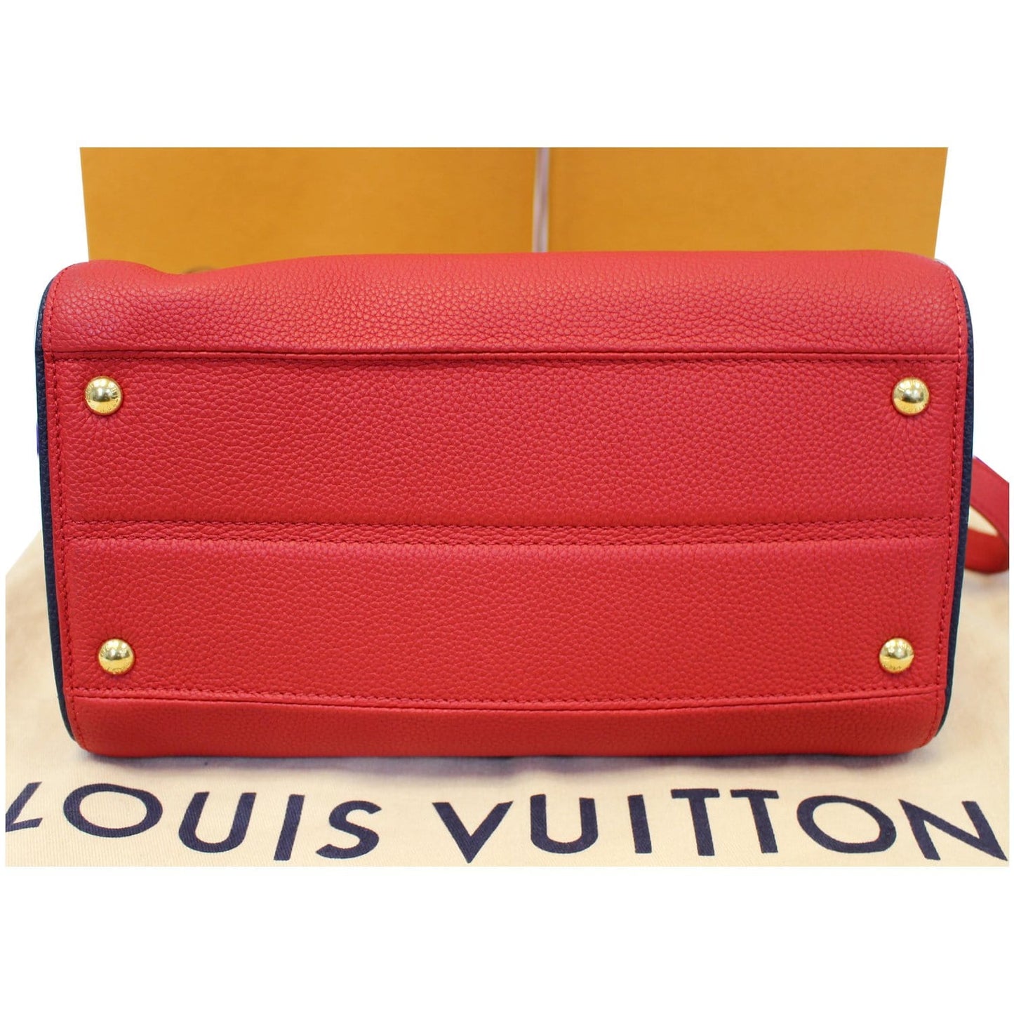 LOUIS VUITTON Double V Grained Leather Monogram Shoulder Bag Rubis