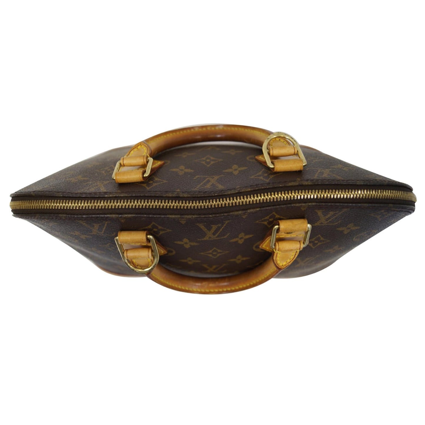 LOUIS VUITTON Alma Monogram Canvas Satchel Bag Brown