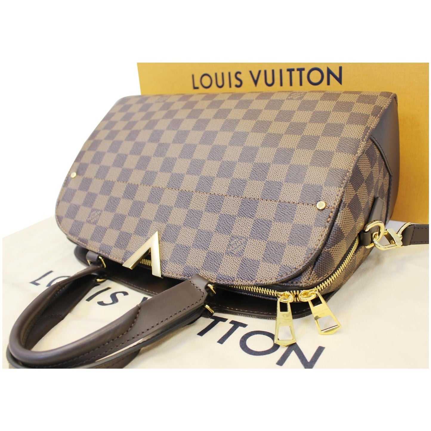 LOUIS VUITTON Kensington Bowling Damier Ebene Shoulder Handbag Brown