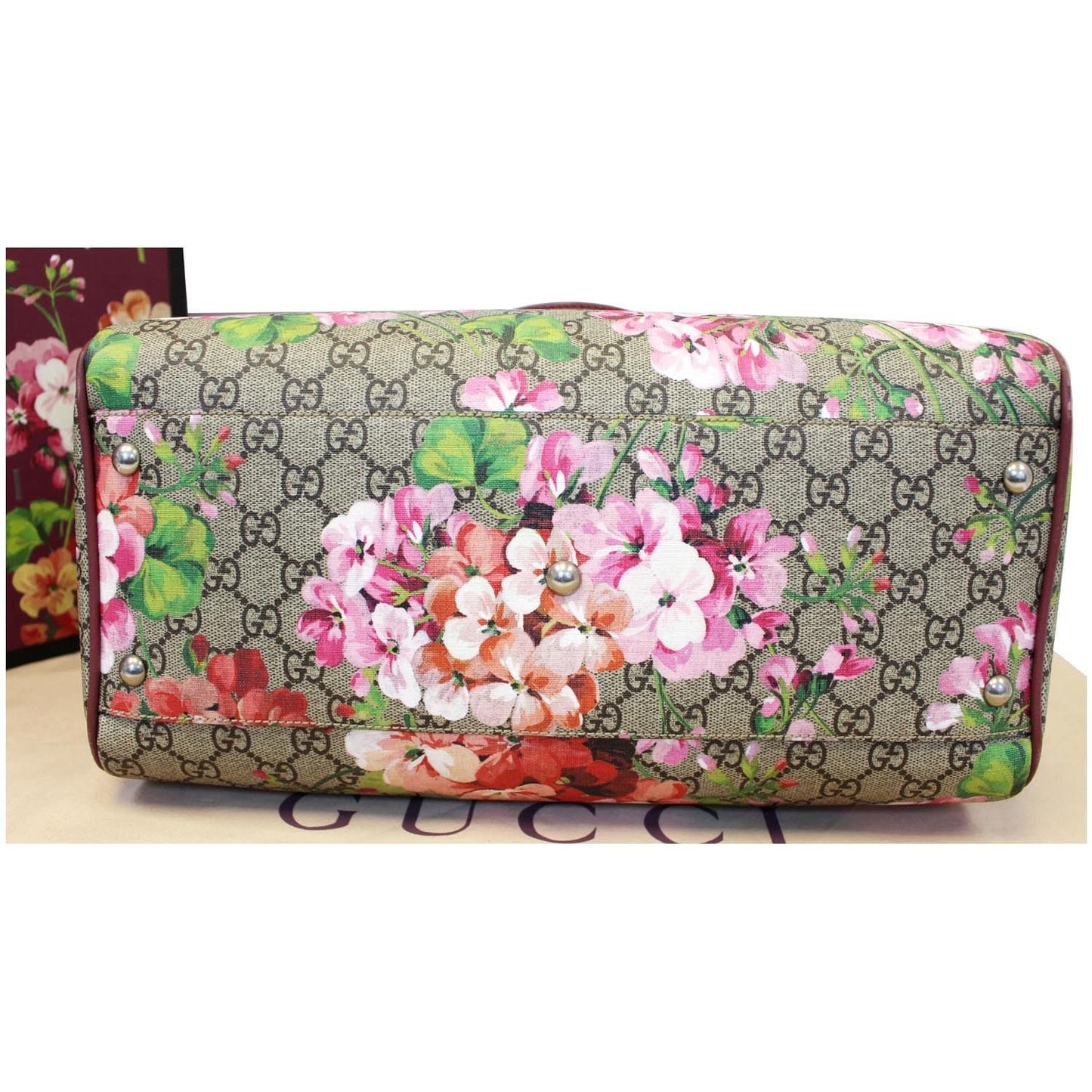 GUCCI Blooms Top Handle GG Canvas Medium Boston Bag