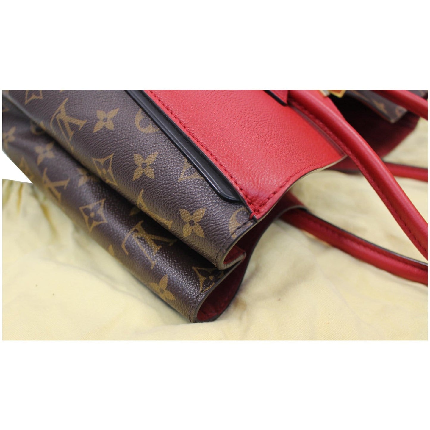 LOUIS VUITTON Kimono Monogram Calfskin Tote Bag Brown/Cerise