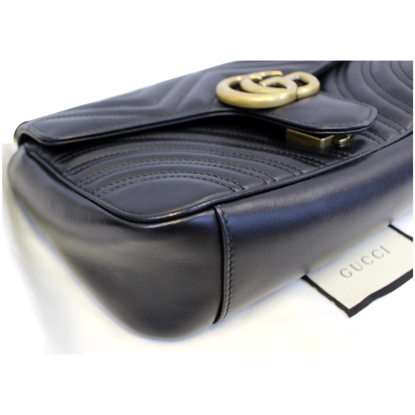 GUCCI GG Marmont Small Matelasse Leather Crossbody Bag Black